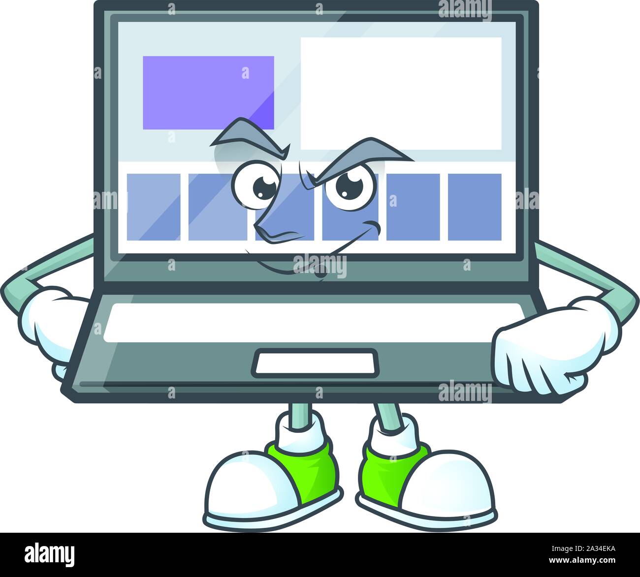 Smirking technology laptop with character mascot shape Stock Vector ...