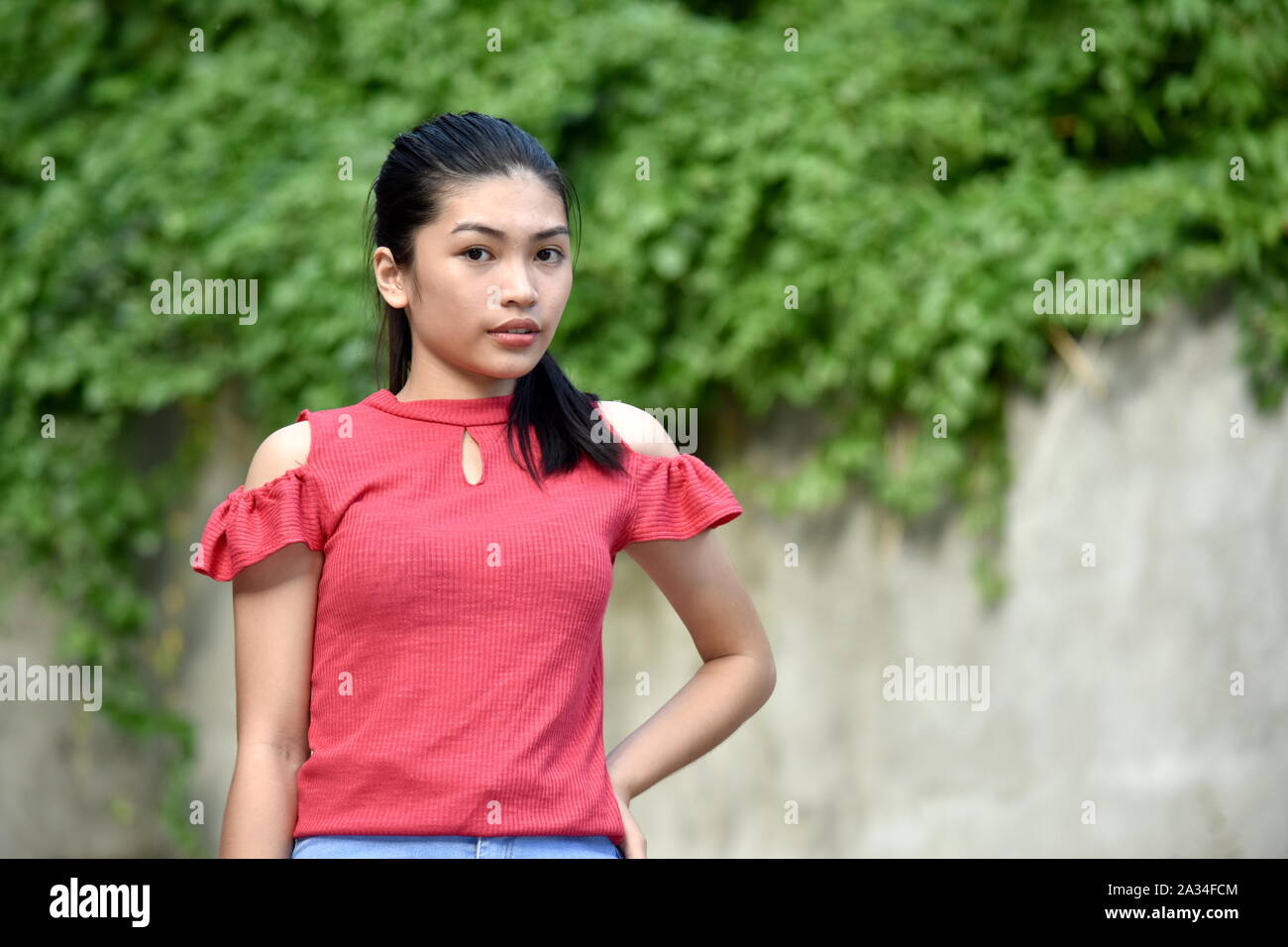 An A Serious Teen Girl Stock Photo - Alamy