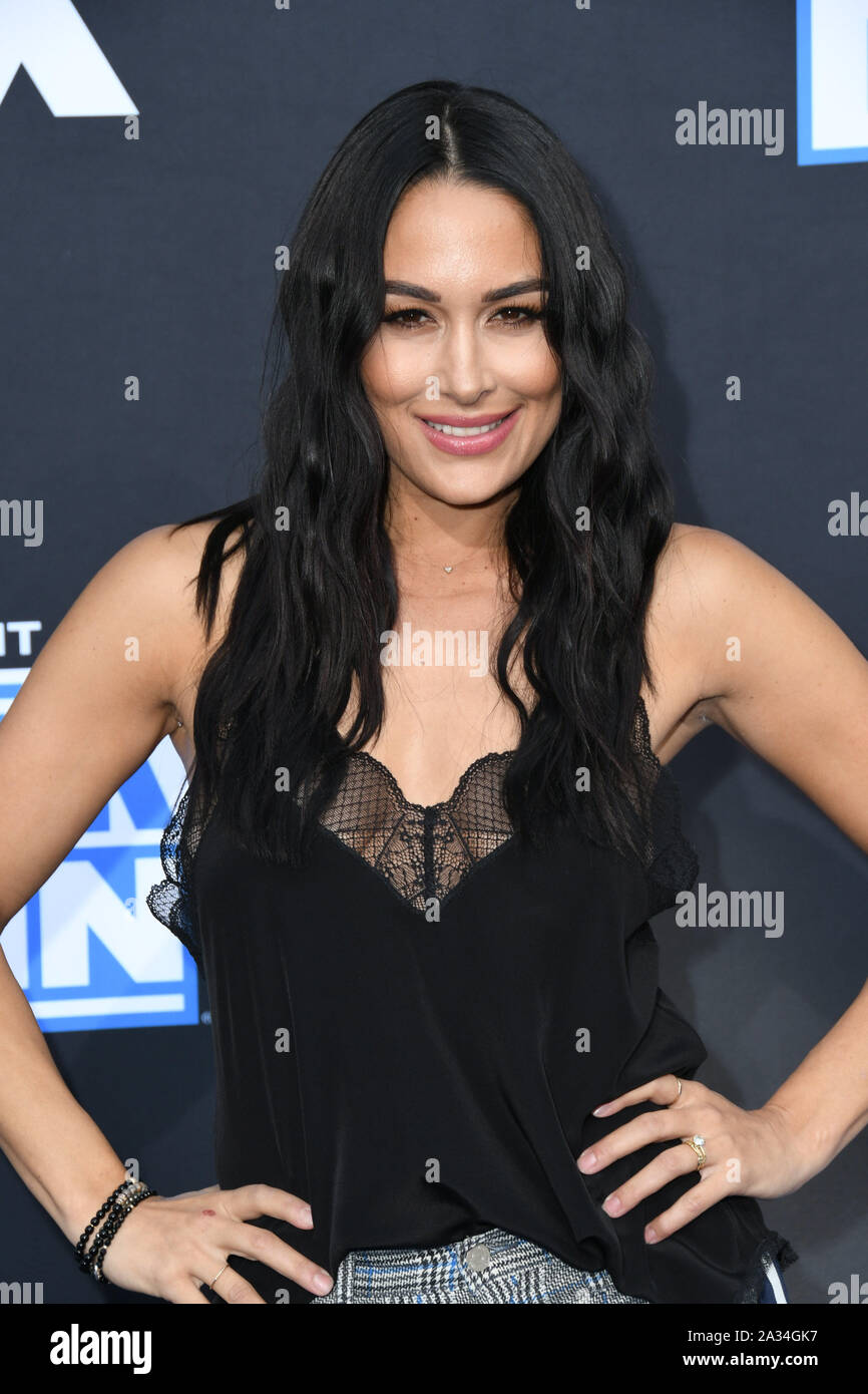 October 4, 2019, Los Angeles, California, USA: 04 October 2019 - Los Angeles, California - Brie Bella. WWE 20th Anniversary Celebration Marking Premiere Of WWE Friday Night SmackDown On FOX held at Staples Center. Photo Credit: Birdie Thompson/AdMedia (Credit Image: © Birdie Thompson/AdMedia via ZUMA Wire) Stock Photo