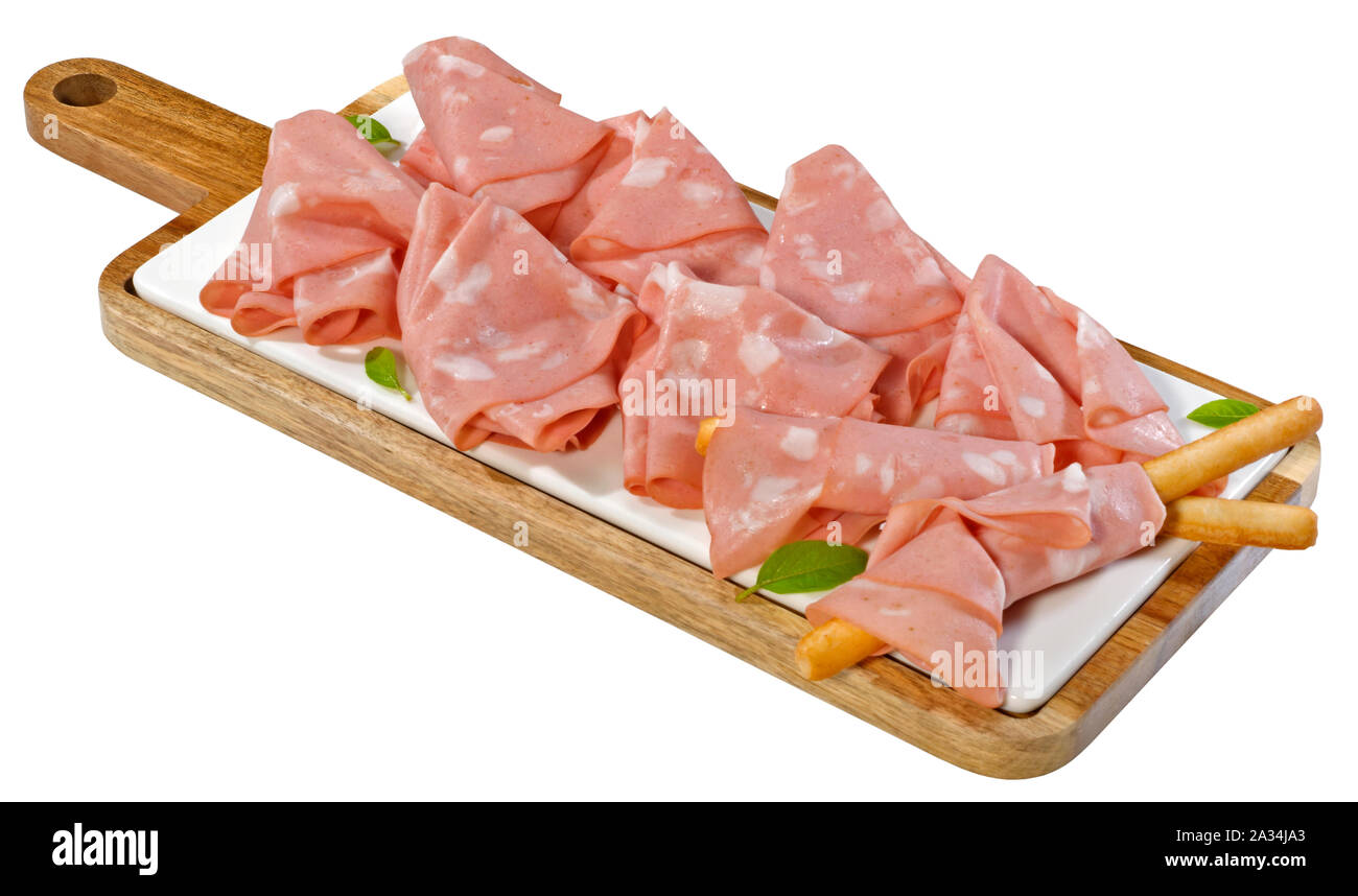 Mortadella slices Stock Photo Alamy