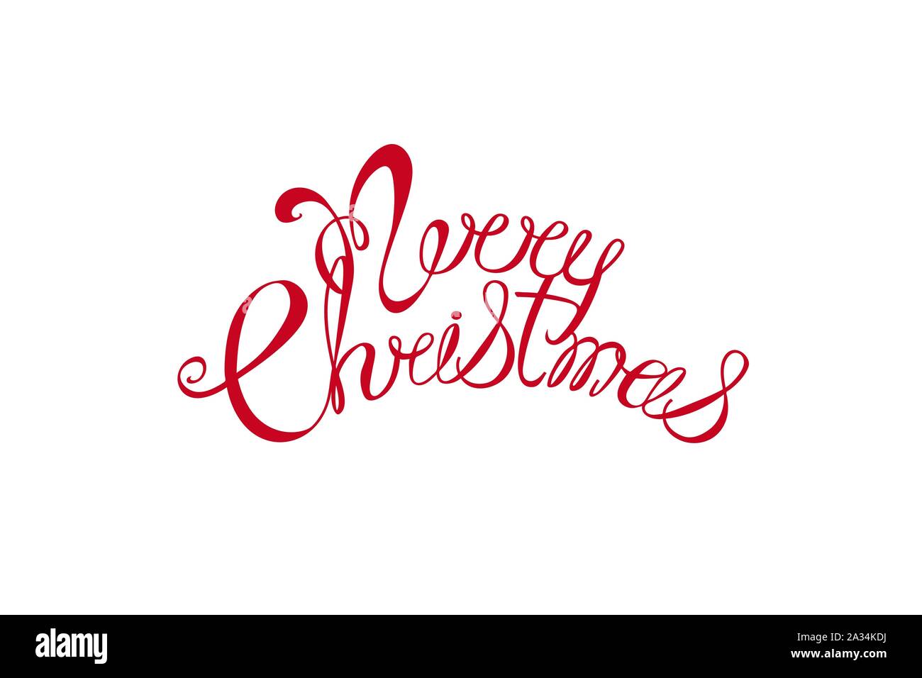 Merry Xmas red hand lettering, Calligraphy vector. Stock Vector