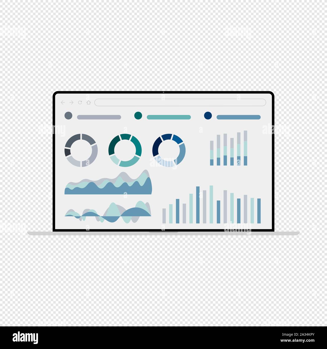Vector illustration of Data analysis & business information research ...