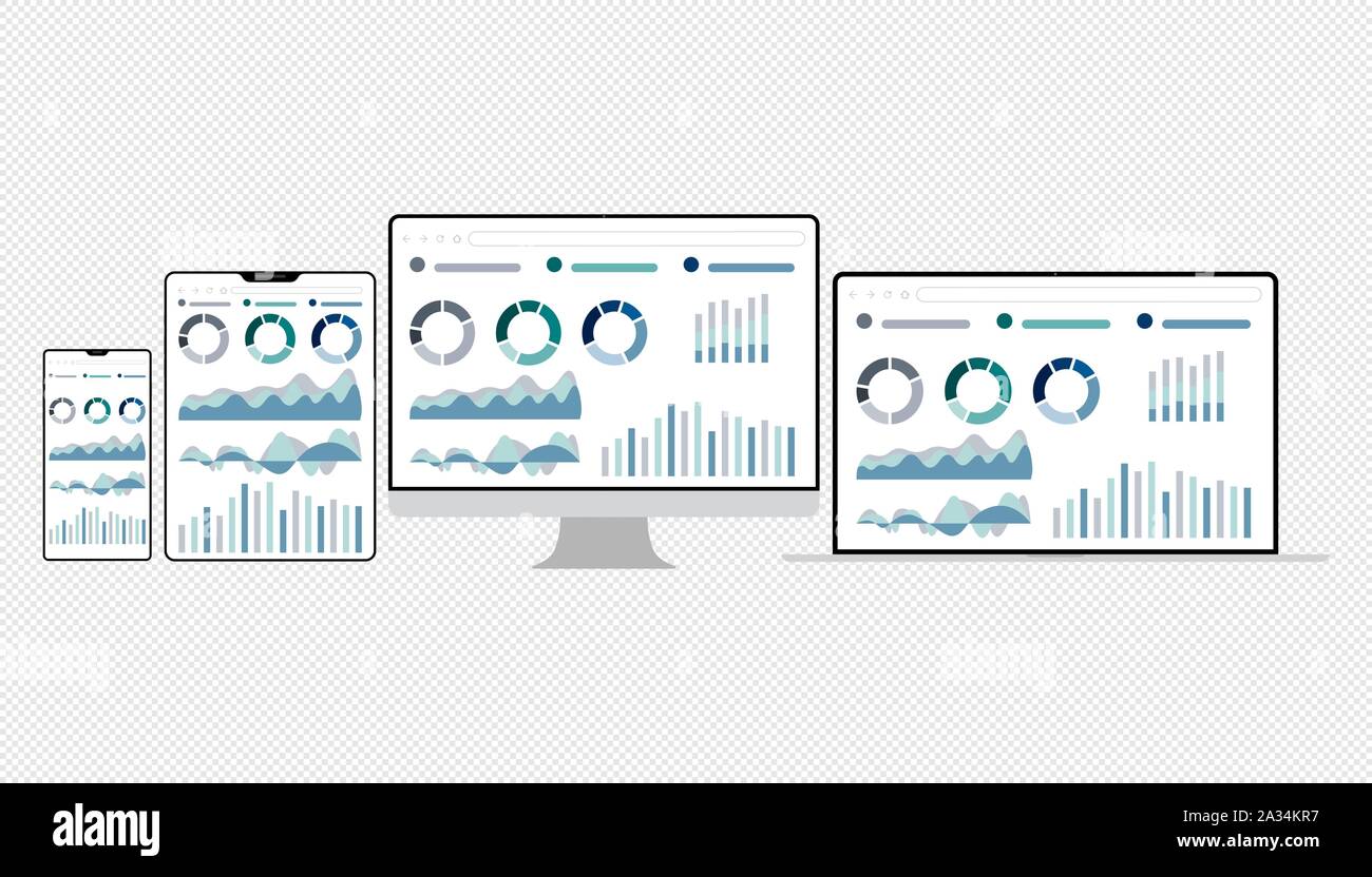 Vector illustration of Data analysis & business information research ...