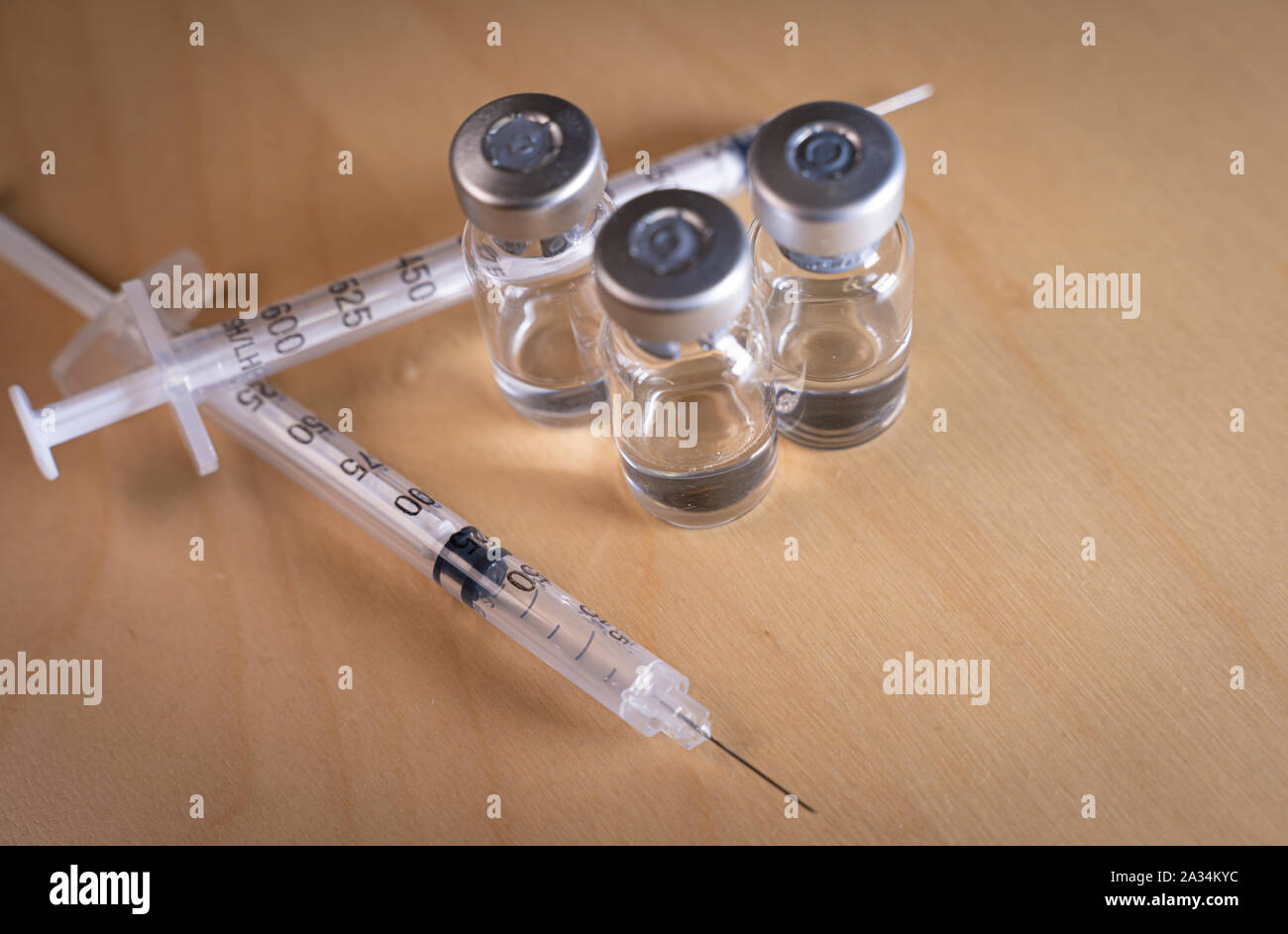 Close up of a medicine vials and syringe Stock Photo Alamy