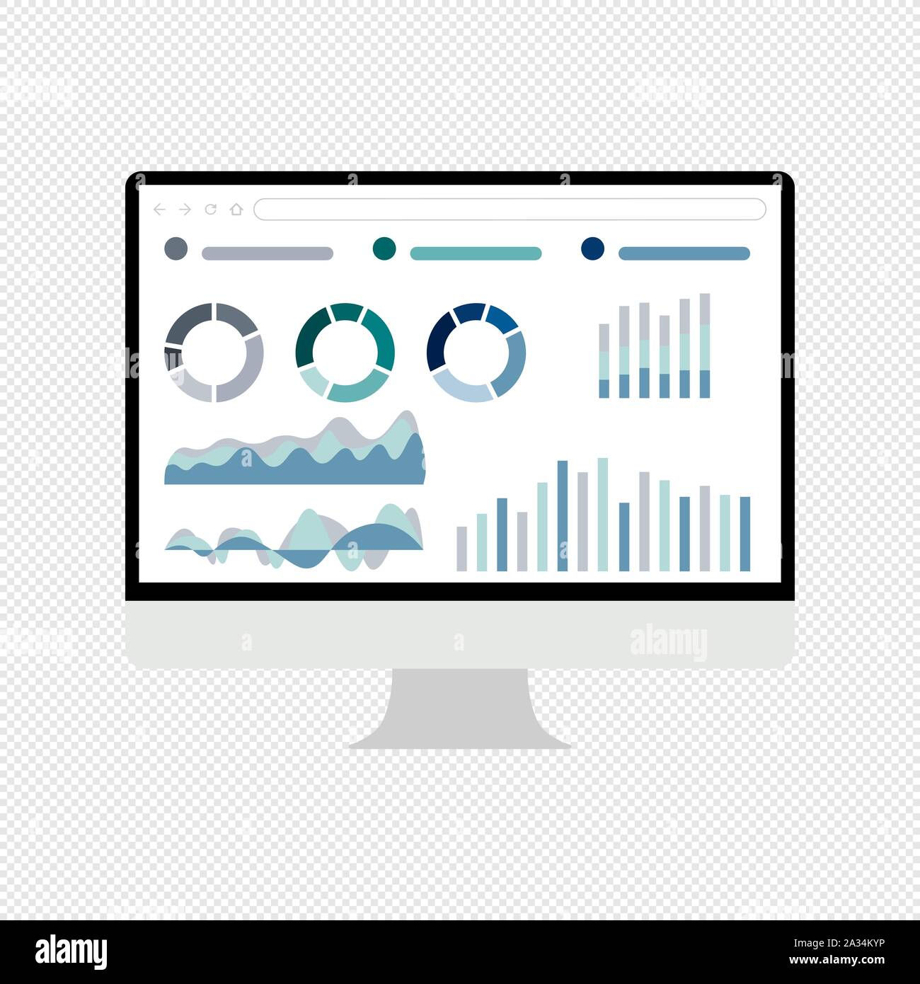 Vector illustration of Data analysis & business information research ...