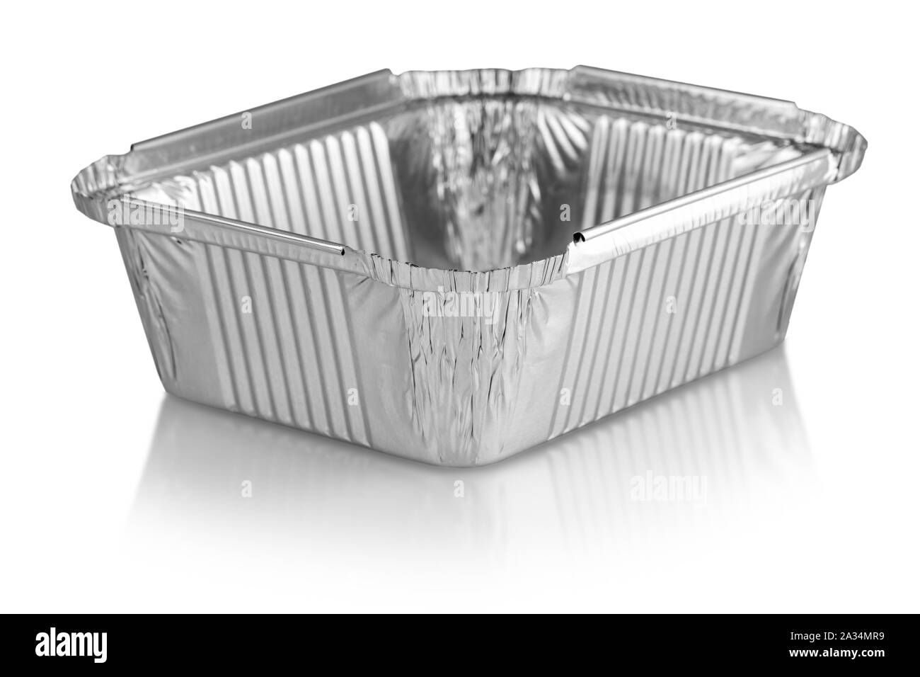 The square aluminium foil baking cups on white background Stock Photo