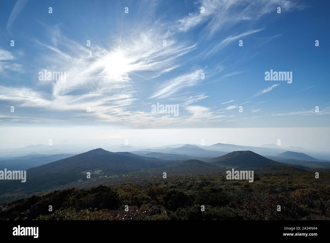 The way up hallasan mountain, Jeju island, South Korea. Stock Photo