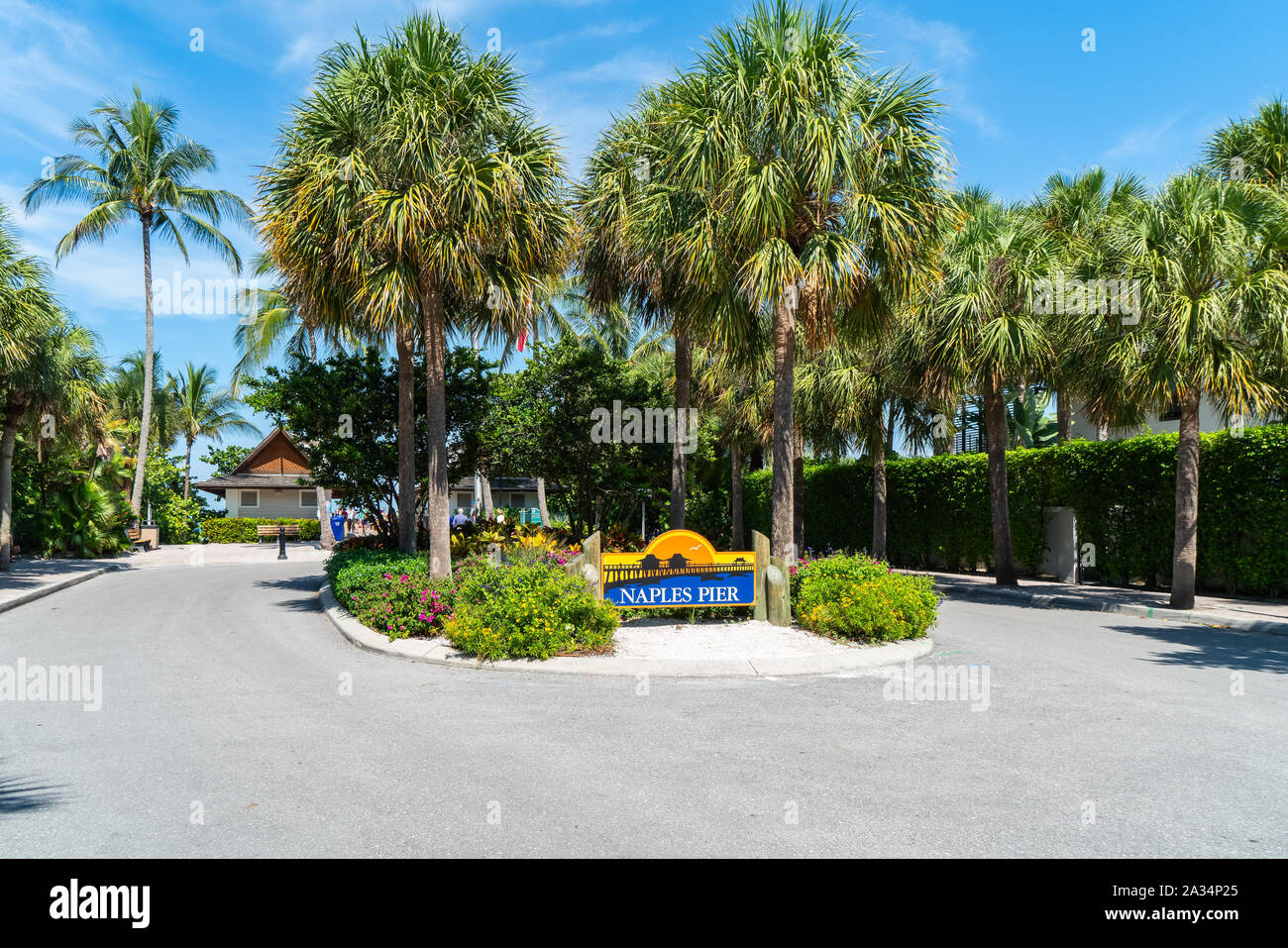 Naples Pier on the Gulf of Mexico in Naples Florida on the Southwest Coast near Marco Island and Fort Myers, Bonita Springs Stock Photo