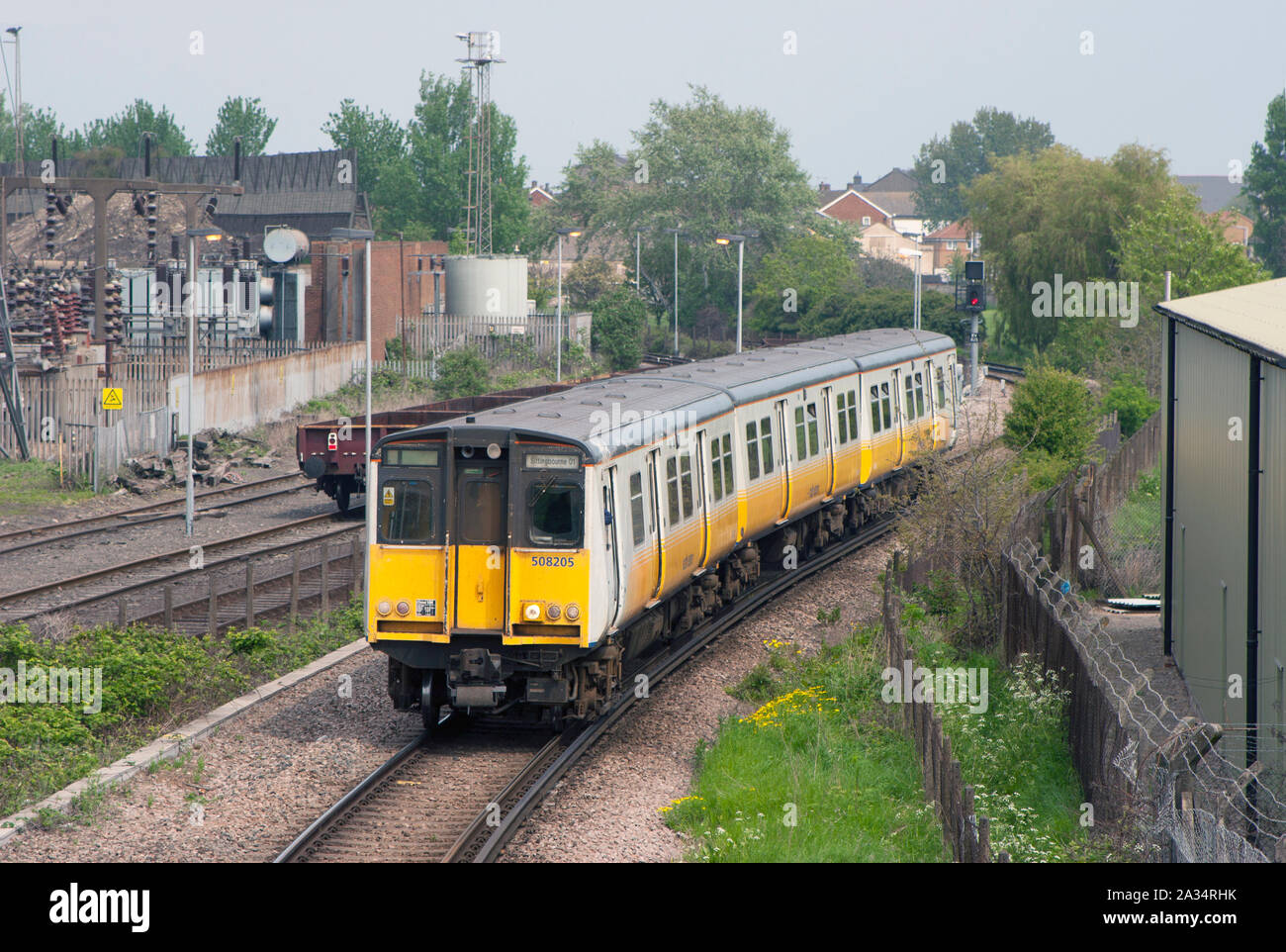 A class 508 electric multiple unit number 508205 departs from Sheerness with a Connex South eastern service on the 9th May 2006. Stock Photo