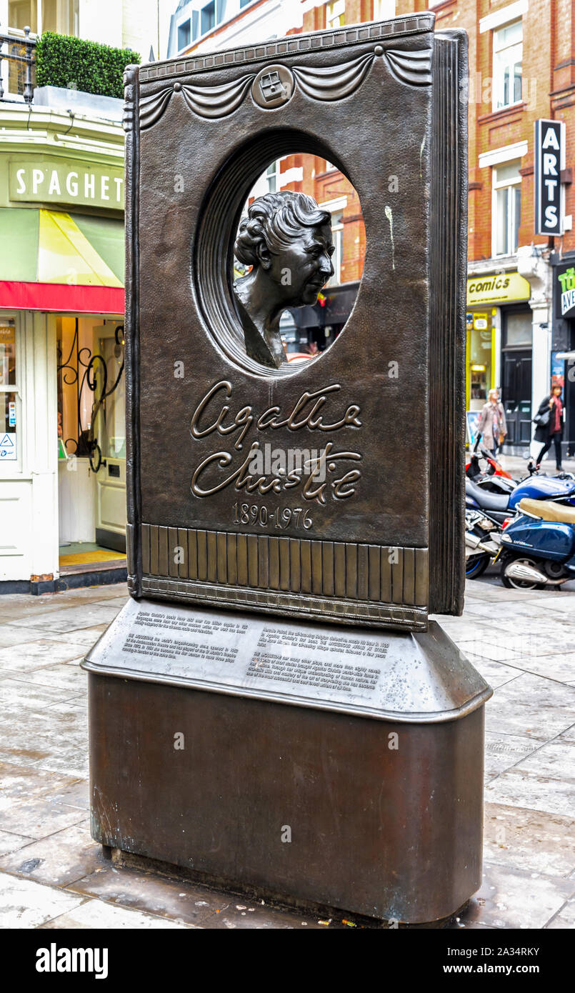 Front view of Agatha Christie memorial in London city centre, United Kingdom Stock Photo