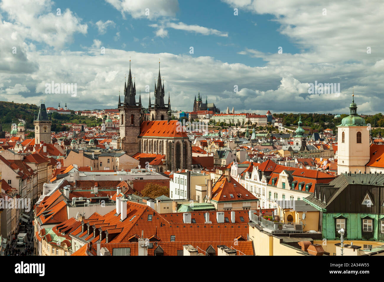 The skyline of Prague old town, Czechia. Stock Photo