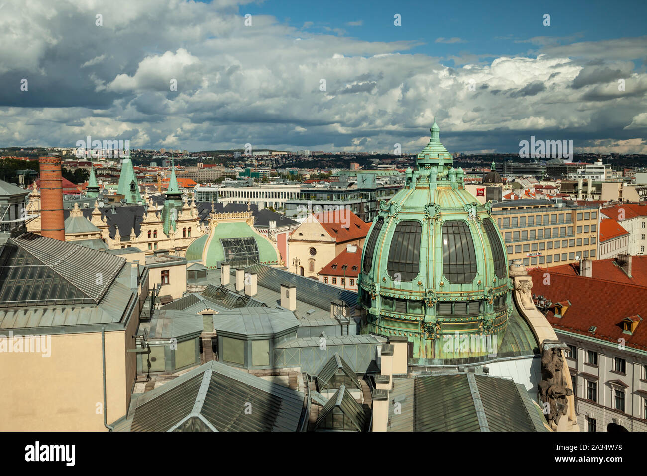 The skyline of Prague, Czechia. Stock Photo