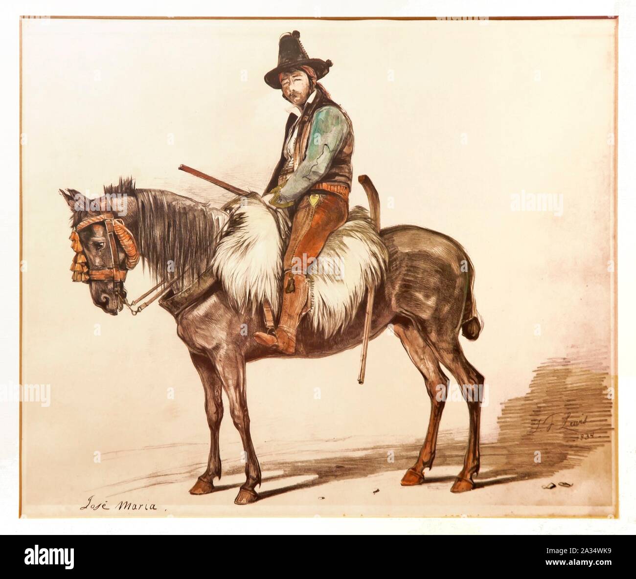 Famous bandit Jose Maria 'El Tempranillo', by John Frederick Lewis 1834, Bandit museum, Ronda, Malaga-province, Region of Andalusia, Spain, Europe. Stock Photo