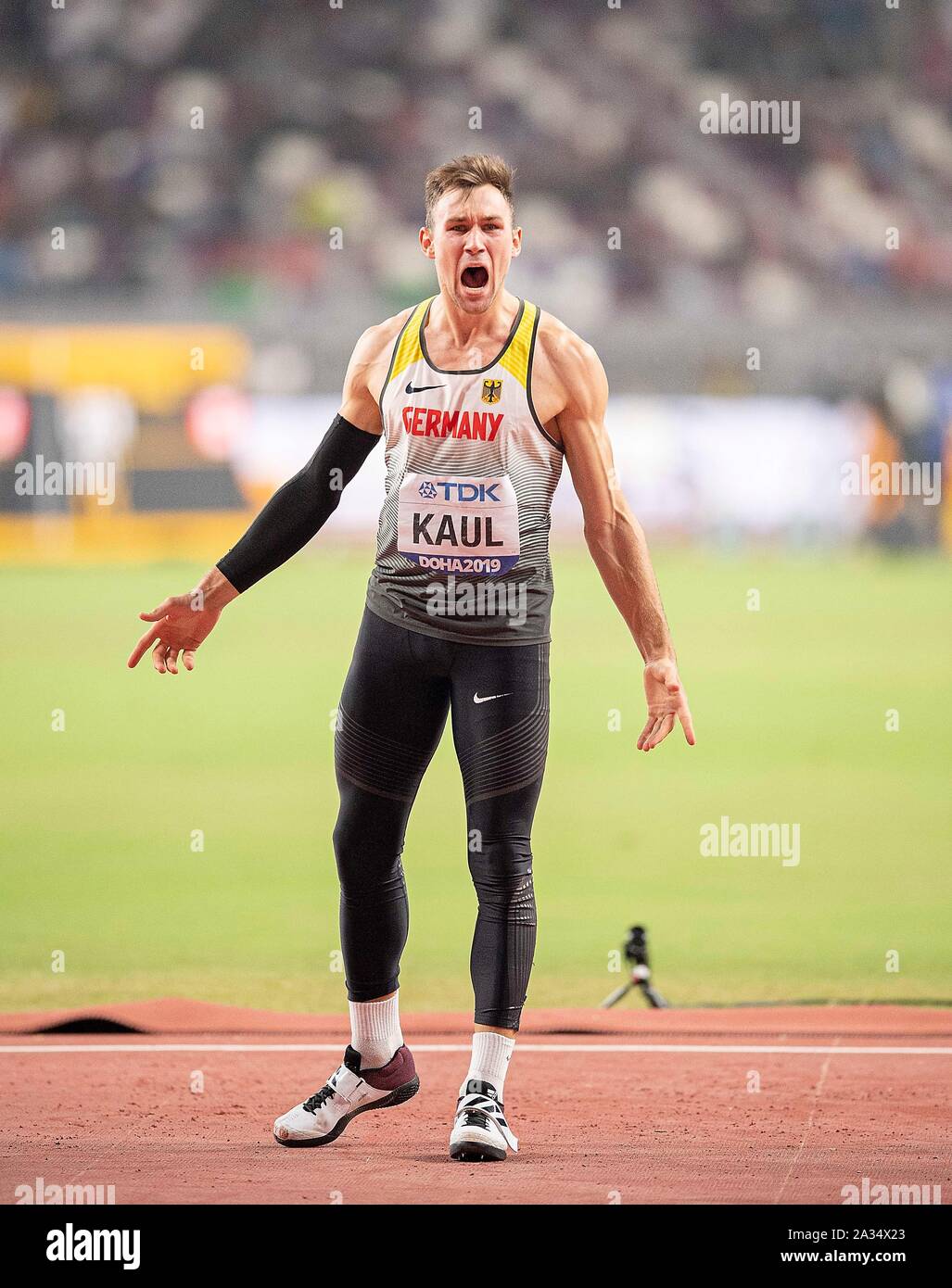 jubilation winner Niklas KAUL (Germany/1st place) Javelin Decathlon of