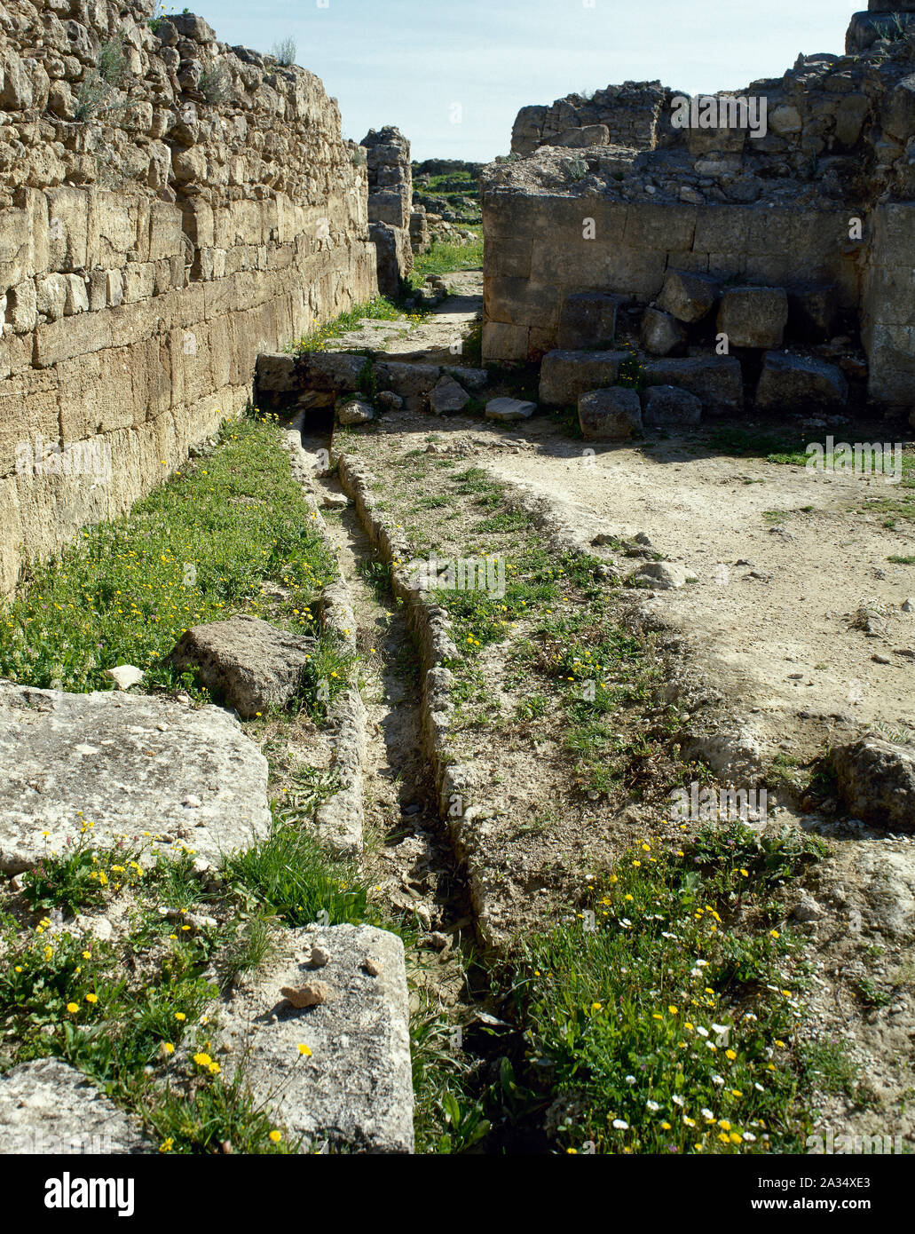 Syria. Ancient Near East. Phoenicians. Ugarit (Ras Shamra). Ancient city, founded in 6000 BC and abandoned in 1190 BC. Remains of an irrigation ditch. (Photo taken before the Syrian Civil War). Stock Photo