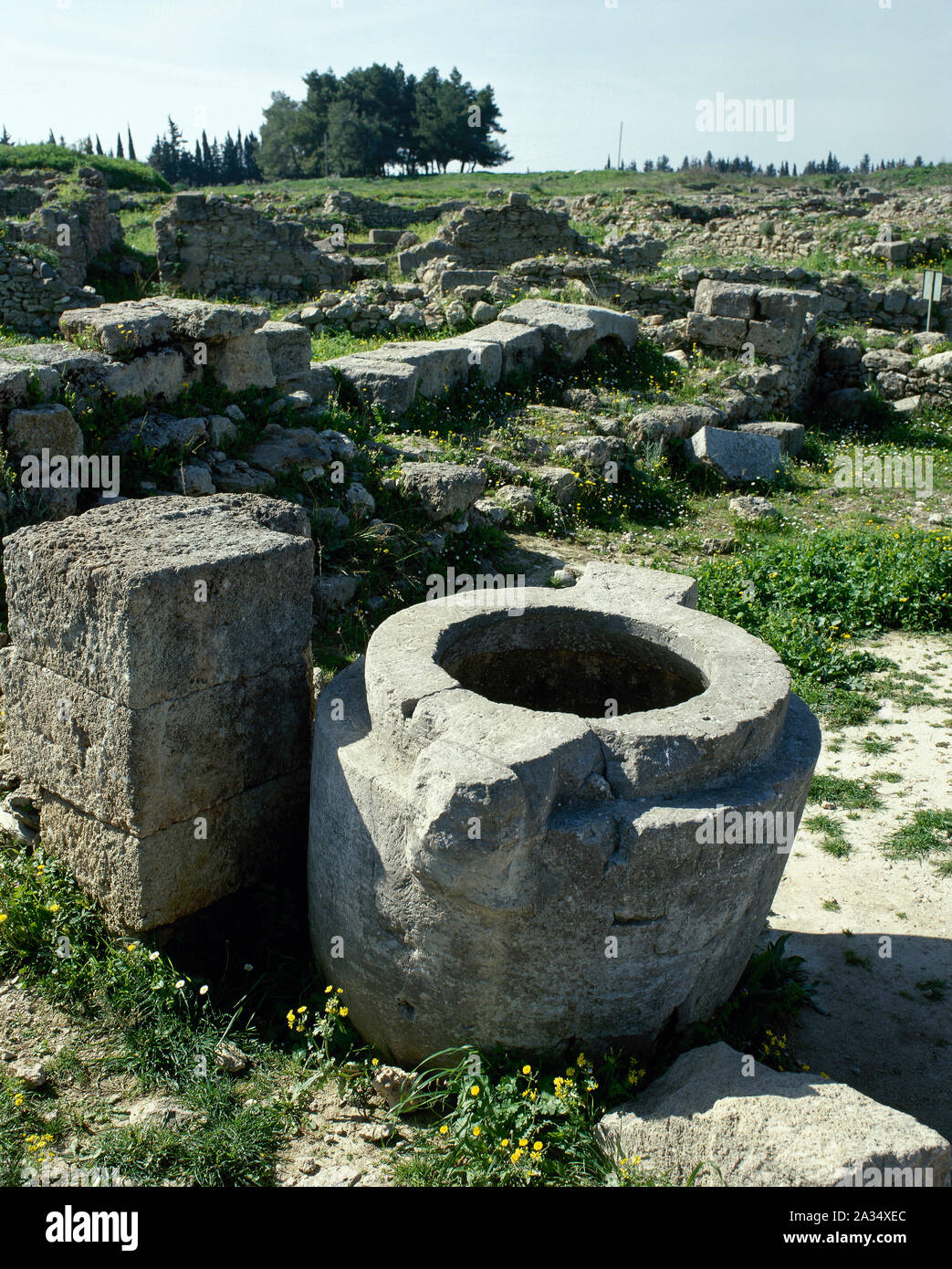Syria. Ancient Near East. Phoenicians. Ugarit (Ras Shamra). Ancient city, founded in 6000BC and abandoned in 1190 BC. Ruins. View of a well. (Photo taken before the Syrian Civil War). Stock Photo
