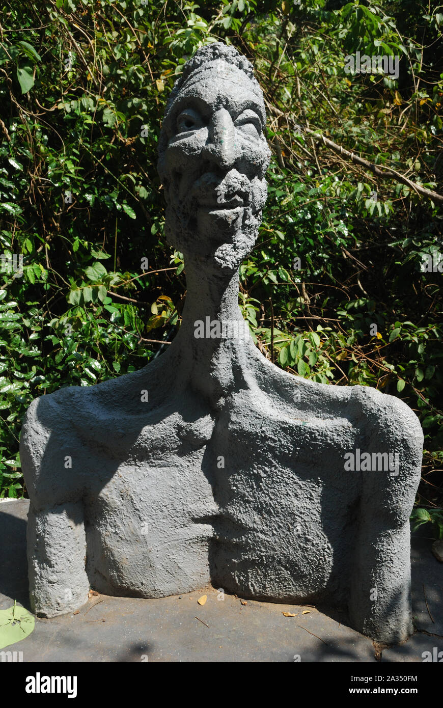 sculpture of man at thenmala ecotourist village,kerala,india Stock Photo