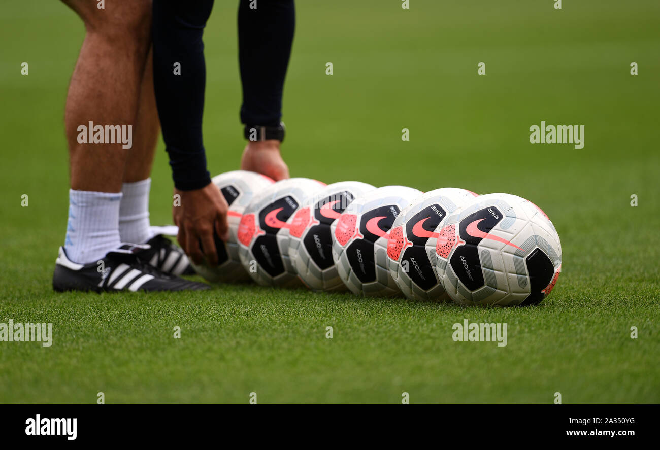 Nike Merlin match balls lined up before 