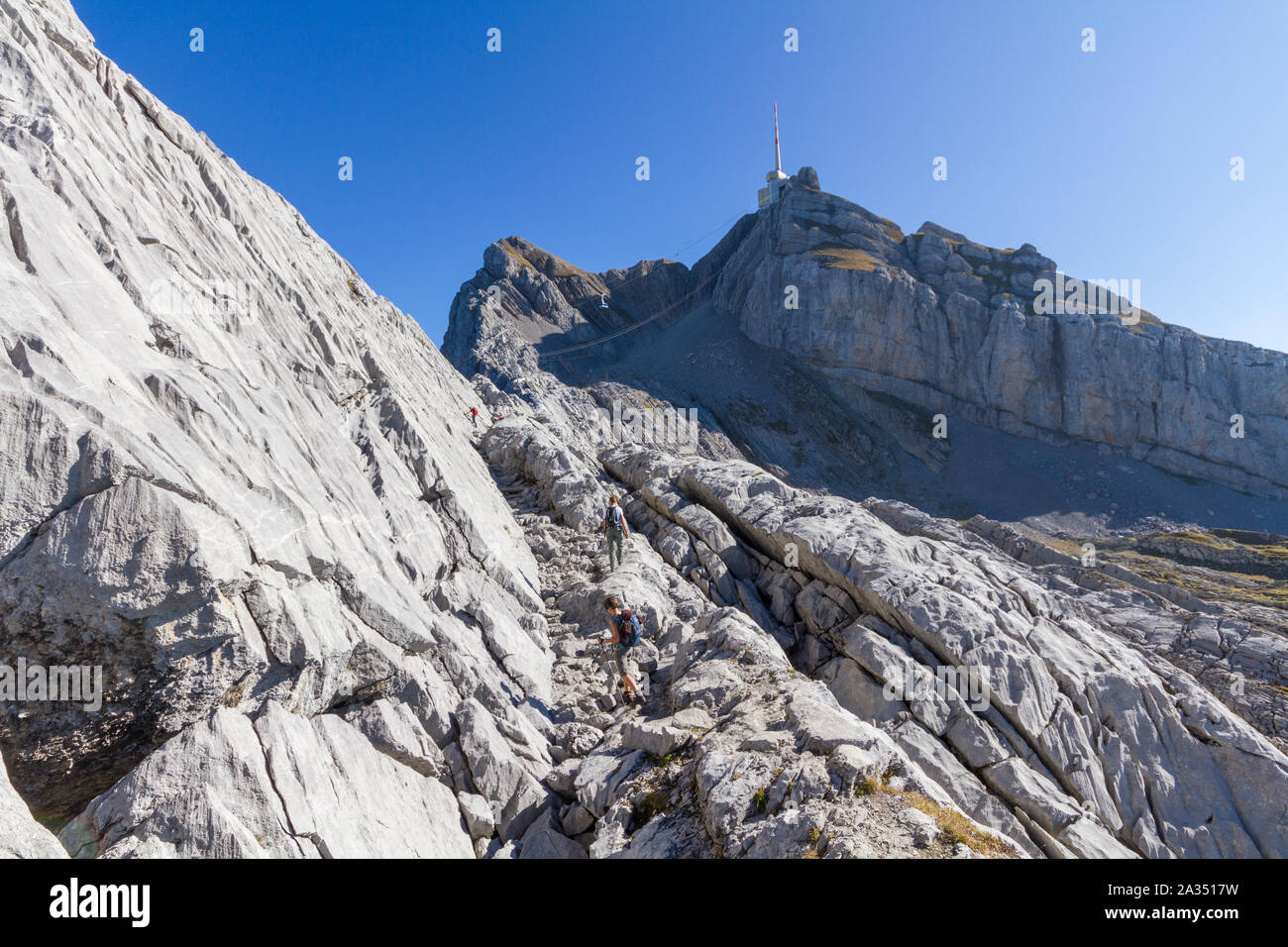 Hiking to the top of mount Säntis, Switzerland Stock Photo - Alamy