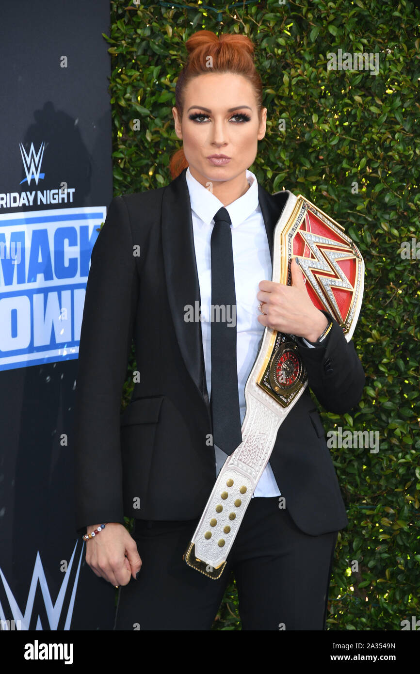 Los Angeles, USA. 04th Oct 2019. Becky. WWE 20th Anniversary Celebration Marking Premiere Of WWE Friday Night SmackDown On FOX held at Staples Center. Photo Credit: Birdie Thompson/AdMedia /MediaPunch Credit: MediaPunch Inc/Alamy Live News Stock Photo