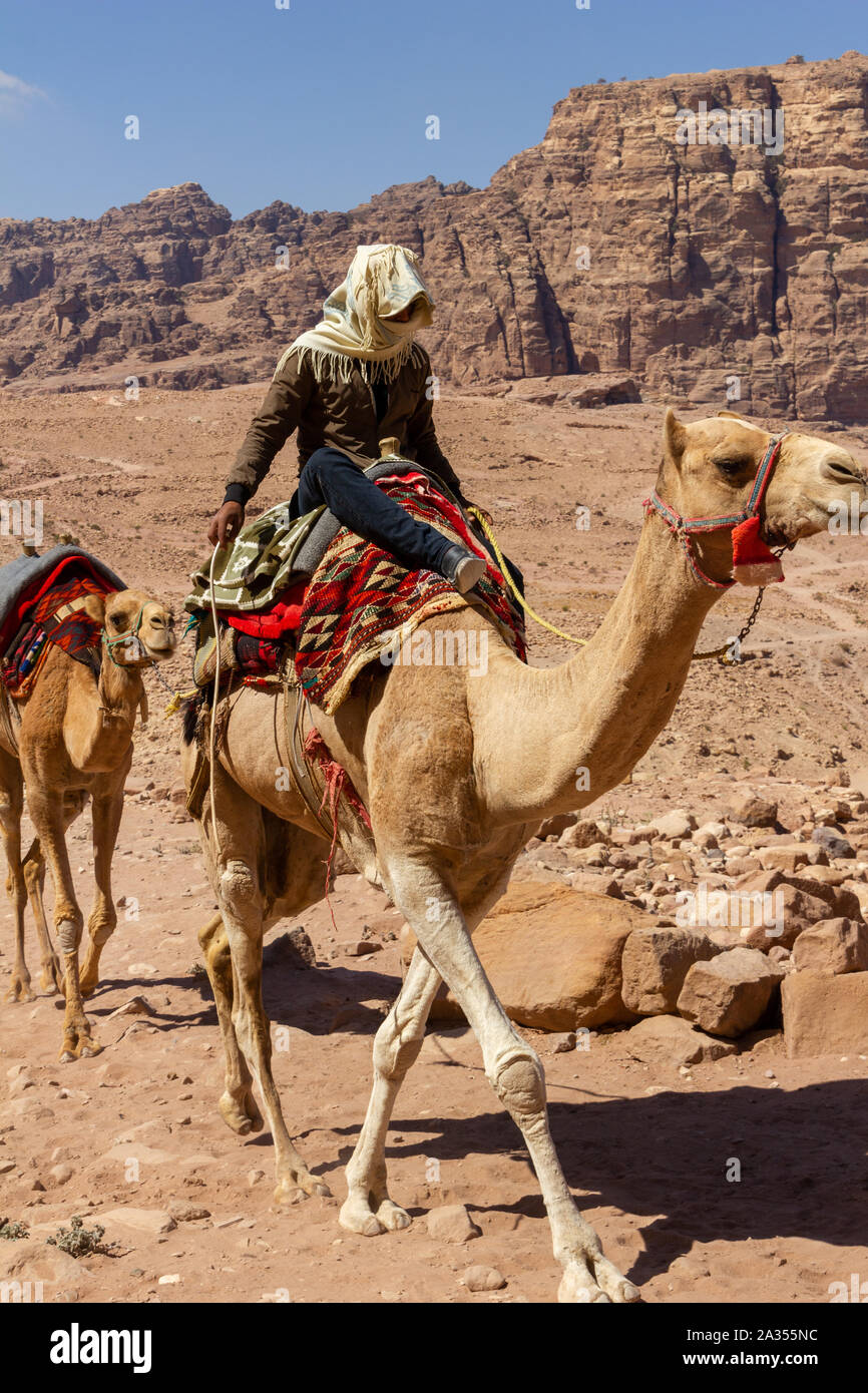 Arab is riding on camel through the desert hi-res stock photography and ...