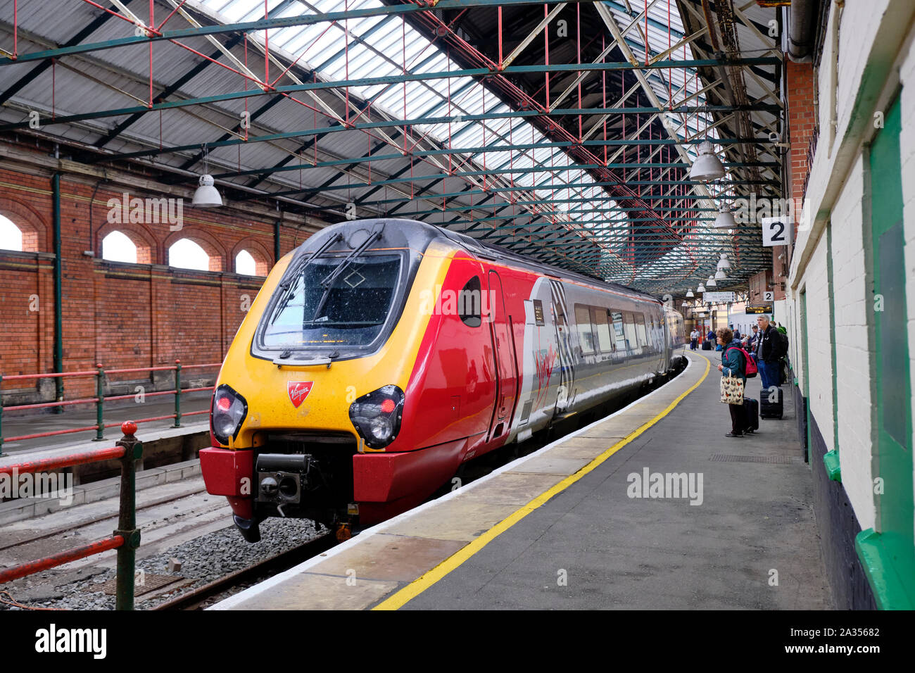 Virgin Class 221 Super Voyager at station about to take on passengers in Holyhead Wales. Stock Photo