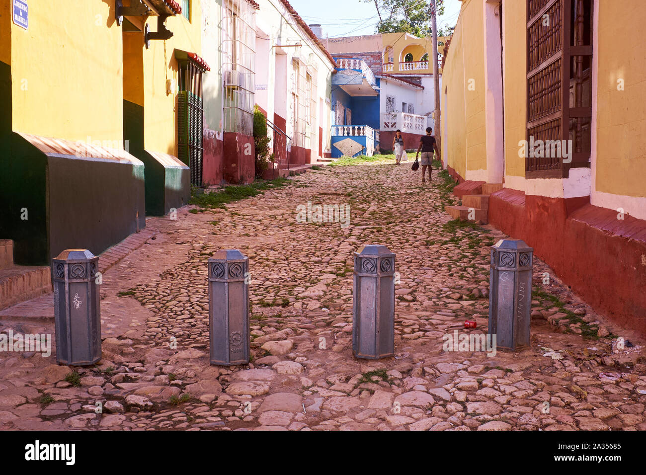 Cobblestone streets in Trinidad, Cuba Stock Photo