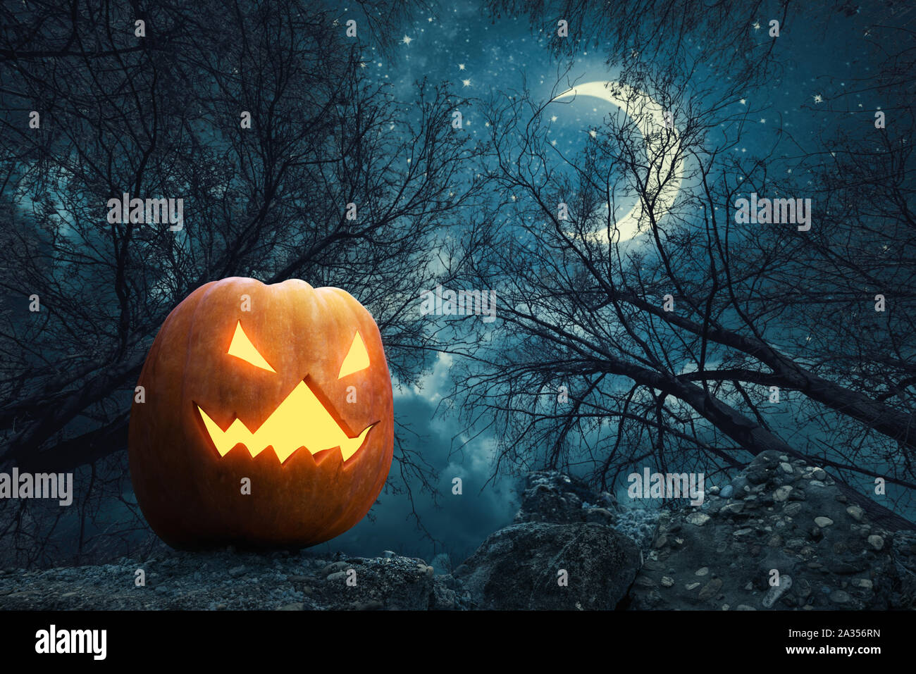 Dark forest night moon ghost hi-res stock photography and images - Alamy
