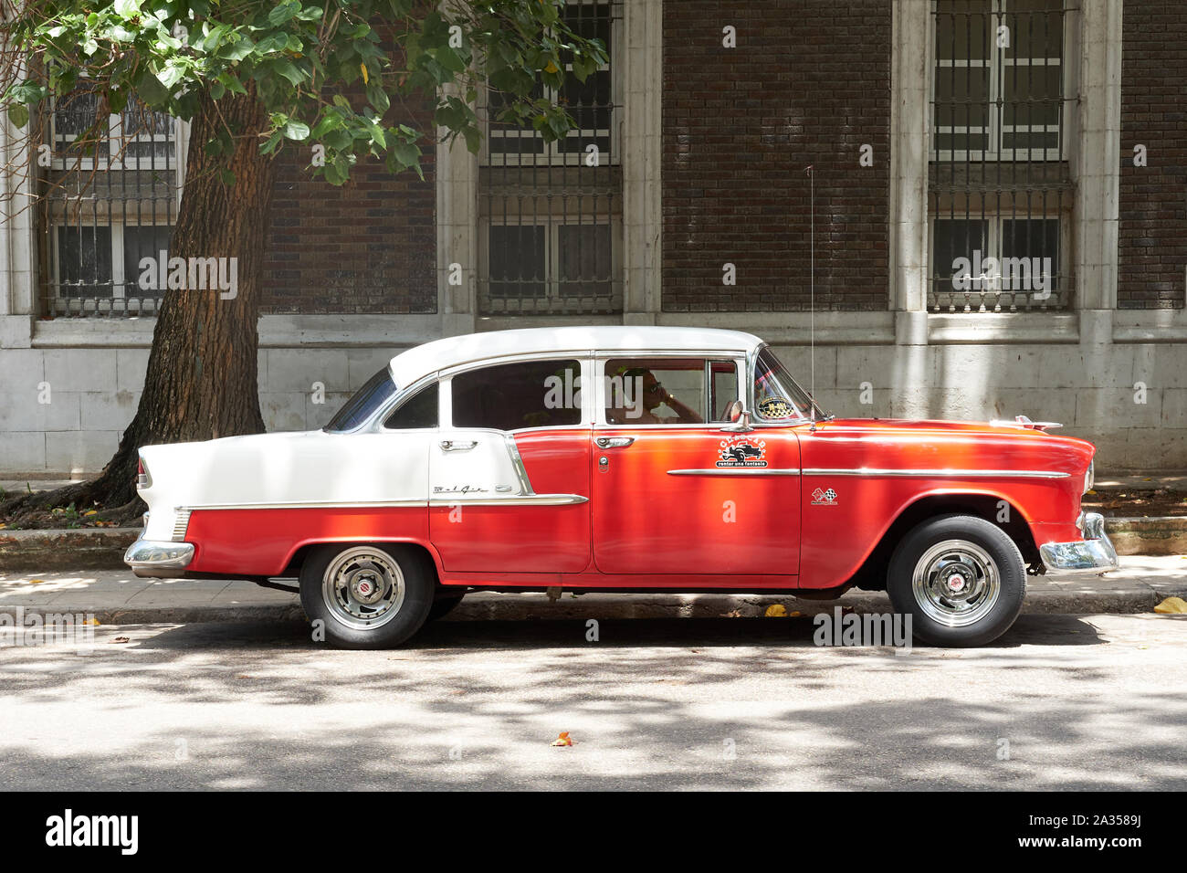 Classic cars, taxis, trucks and motorcycles are abundant on the streets of Havana, Cuba Stock Photo
