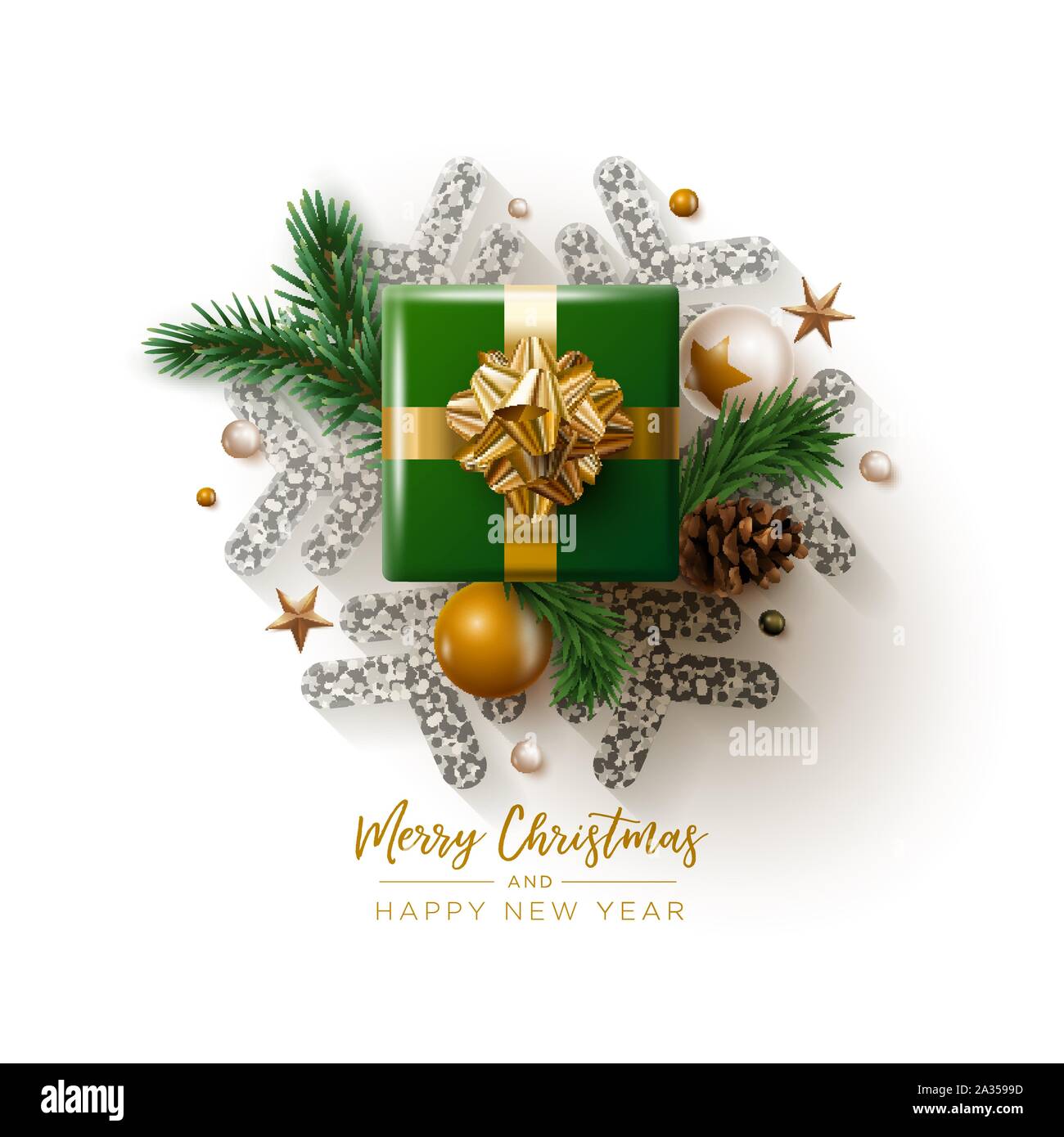 Merry Christmas and New Year greeting card design. Vector illustration ...