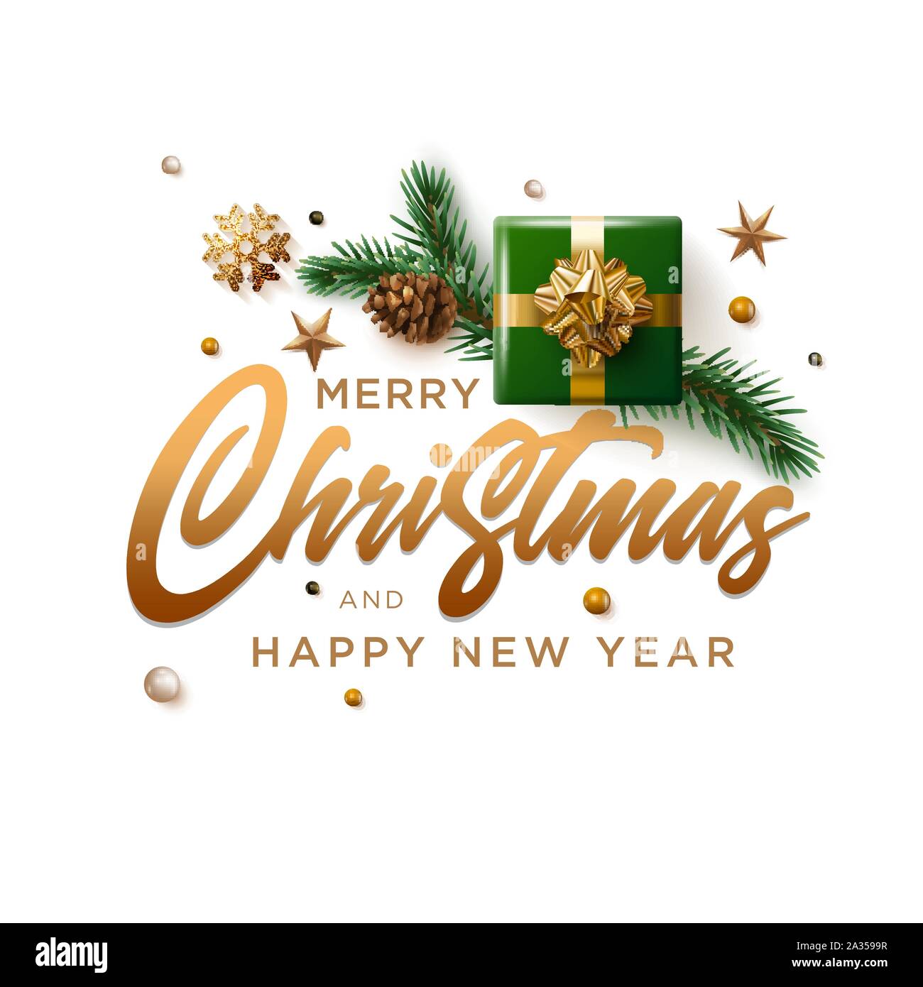 Merry Christmas and New Year greeting card design. Vector illustration ...