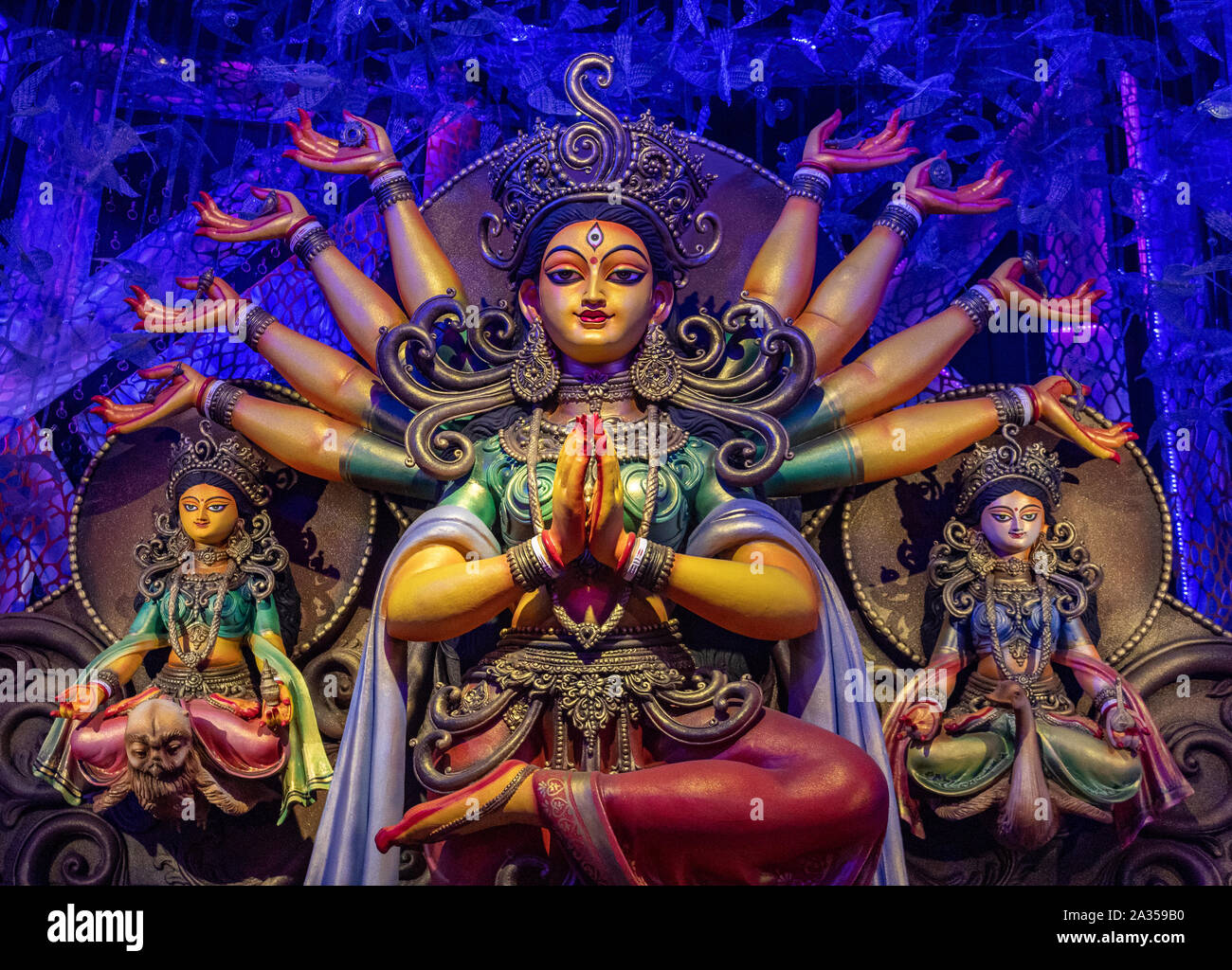 Kolkata, India. 03rd Oct, 2019. Goddess Durga Idol at Bosepukur ...