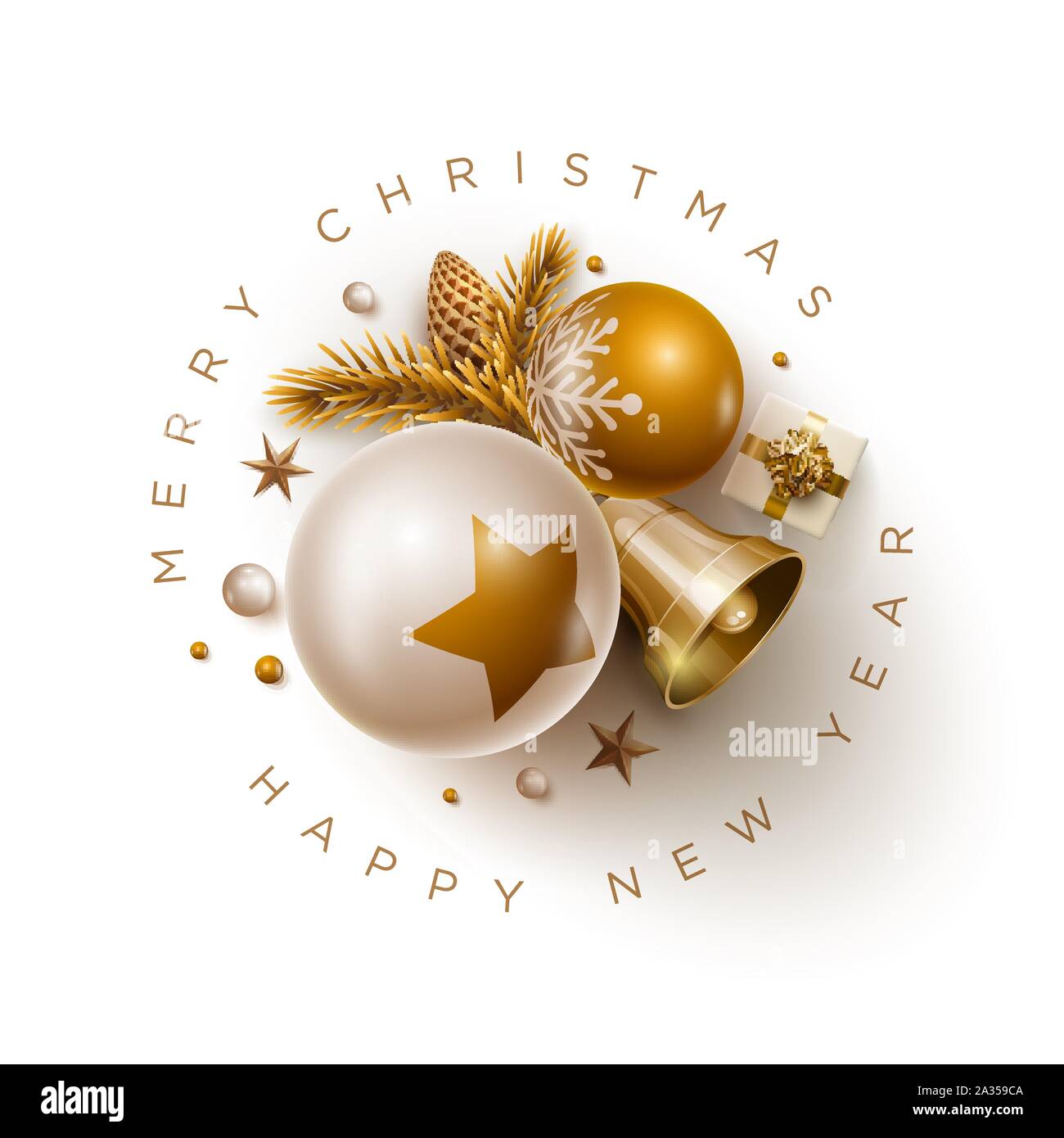 Merry Christmas and New Year greeting card design. Vector illustration ...