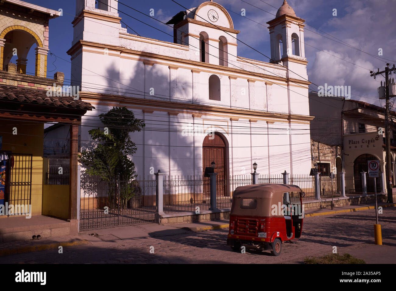 The church in the town of Copan Ruinas in Honduras Stock Photo