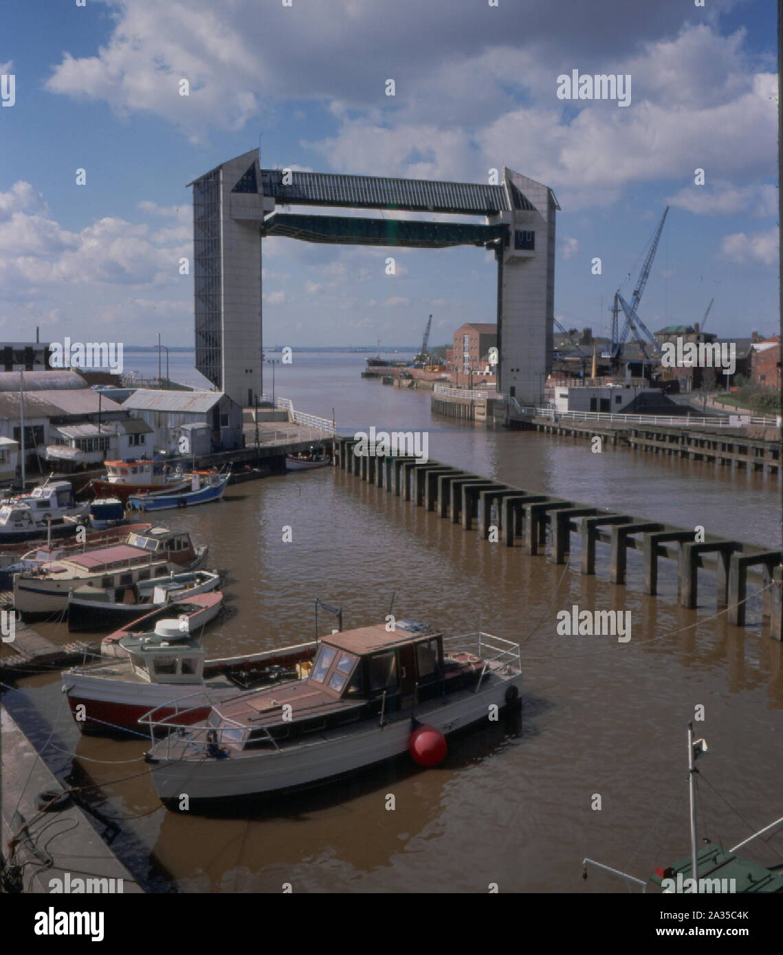 Around 1988, the River Hull from Myton Bridge, Kingston upon Hull, East