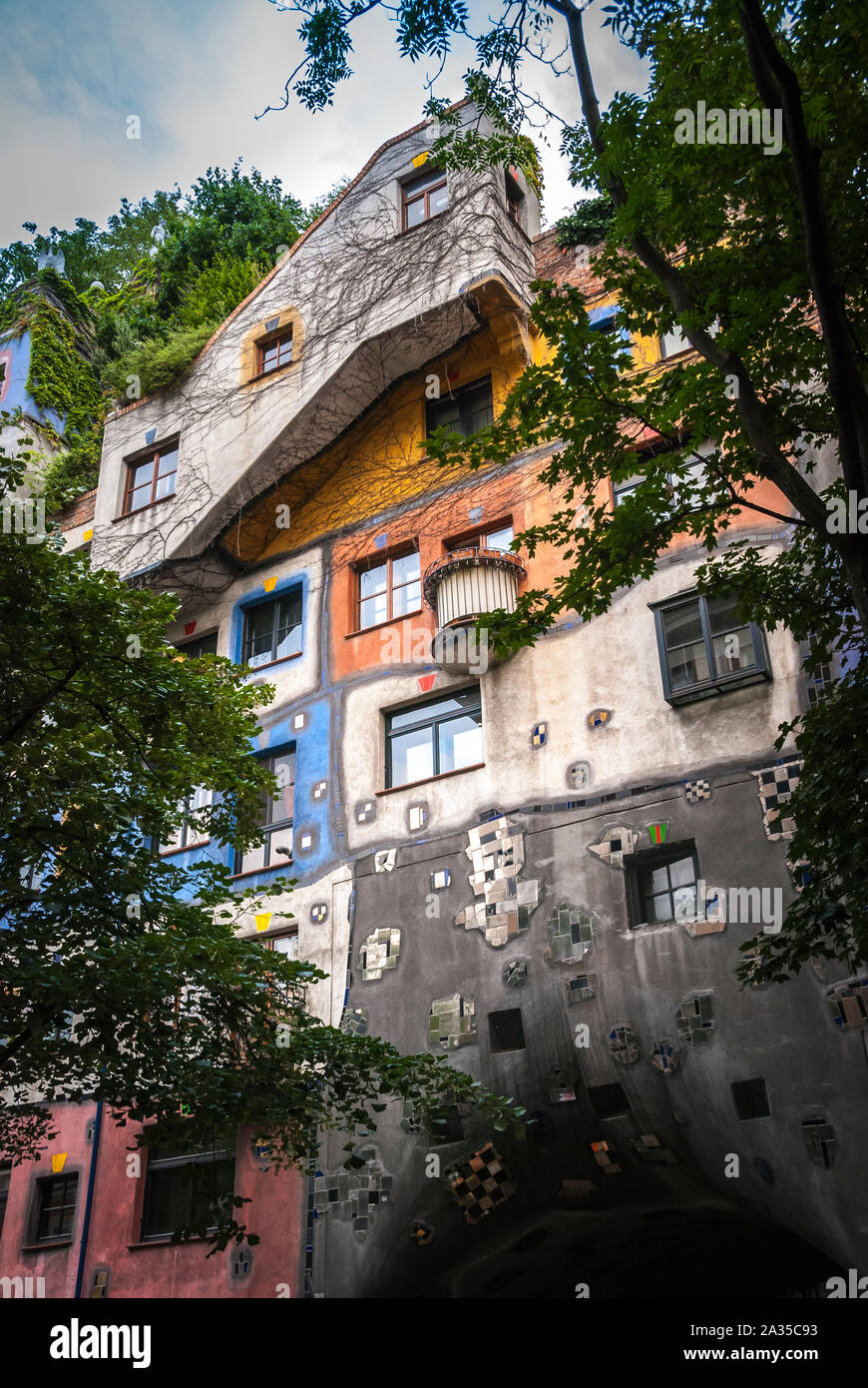 The view of Hundertwasser house in Kegelgasse in Wien Vienna, Austria Stock Photo