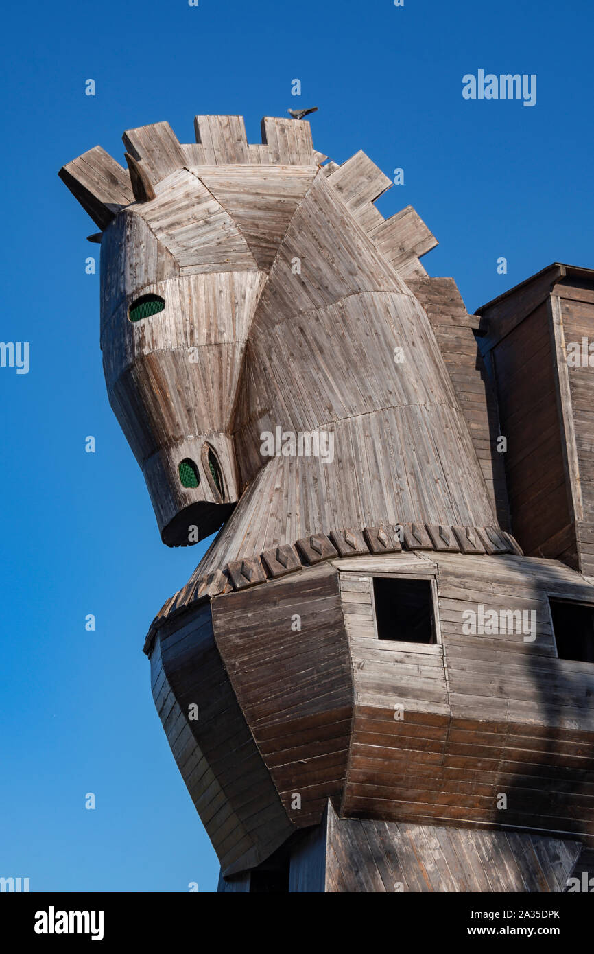 Giant Trojan Horse wooden replica in the ancient city of Troy in