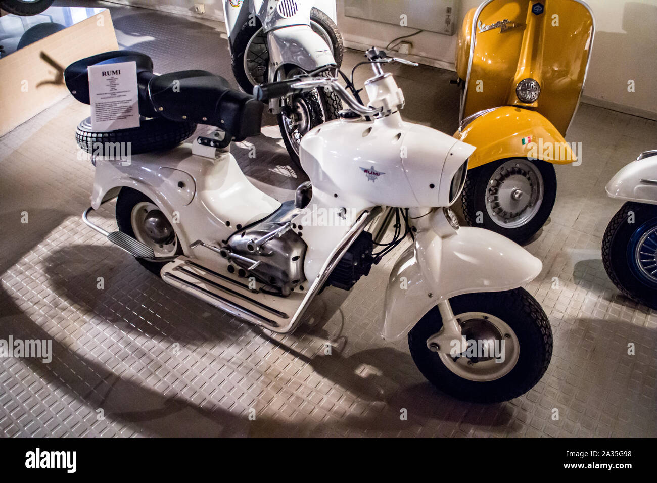 Musée de la Moto à Marseille (France) Motobike Museum in Marseilles :  Scooter Rumi Formichino 125cc twin 1954-1960 (Italian Stock Photo - Alamy