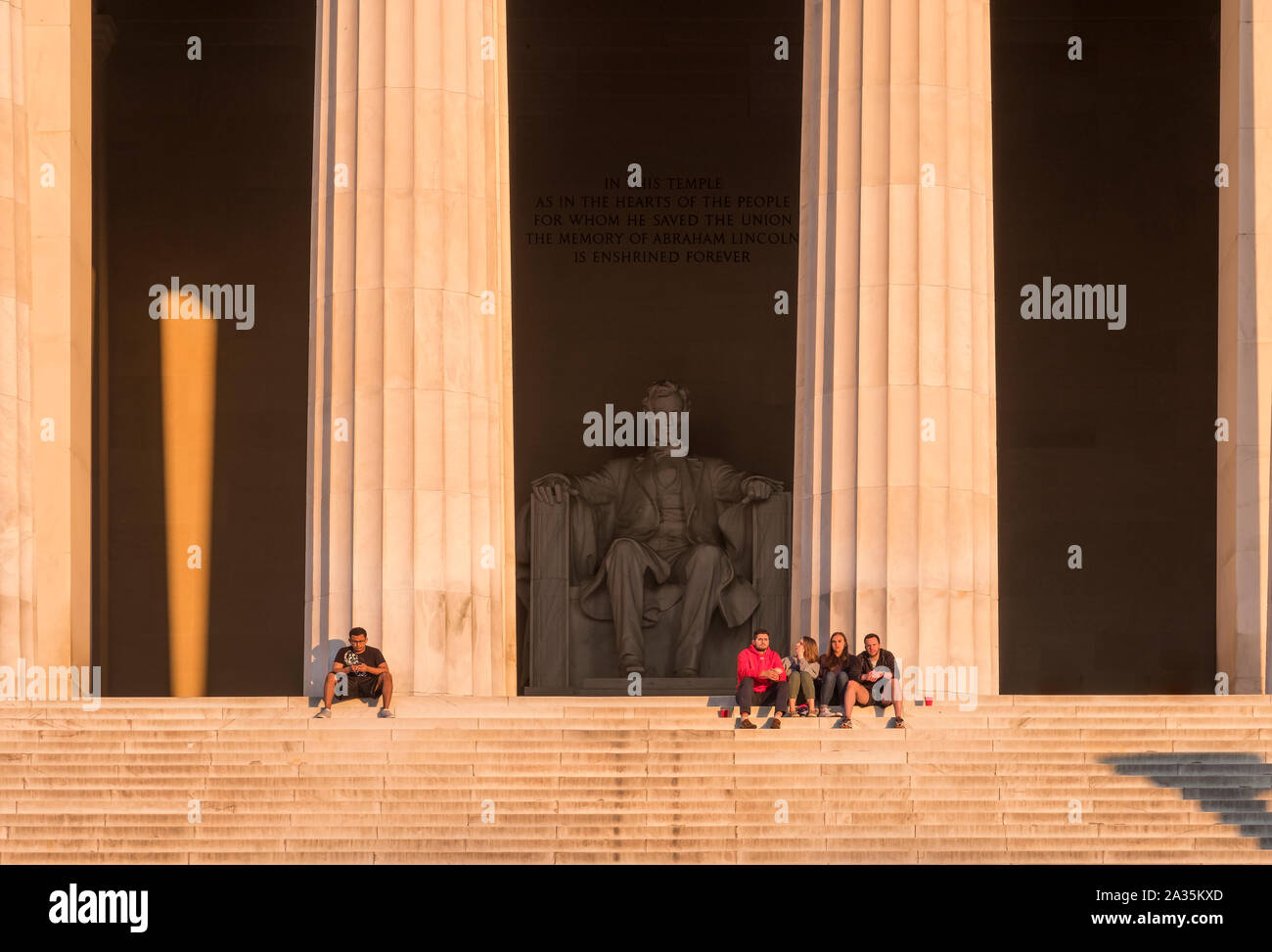 First light on the steps of the Lincoln Memorial, National Mall, Washington DC, USA Stock Photo