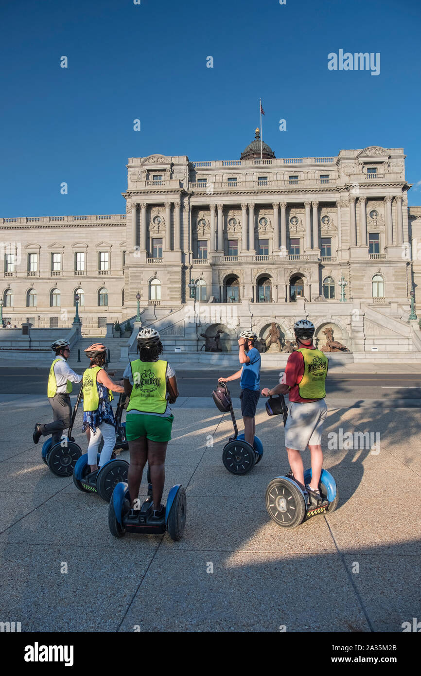 Segway Tour in front of the Library of Congress, Capitol Hill, Washington DC, USA Stock Photo