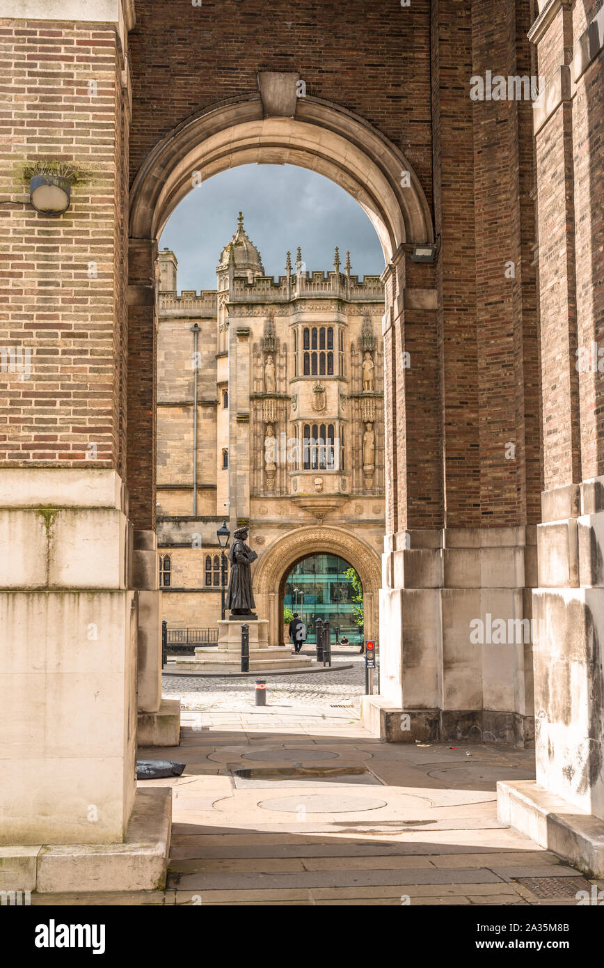 The Norman Gateway at Bristol Library Building in Bristol city centre, Avon, England, UK. Stock Photo