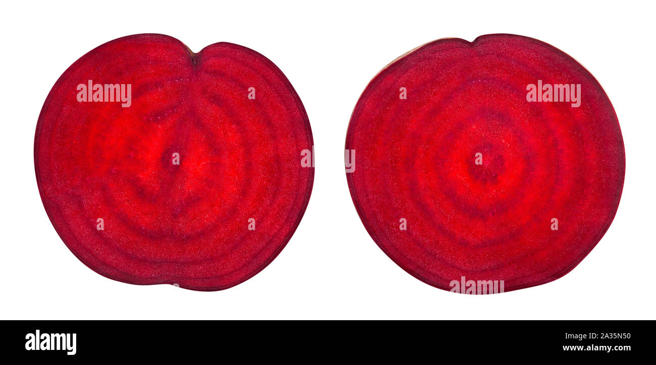 sliced beetroot path isolated on white Stock Photo