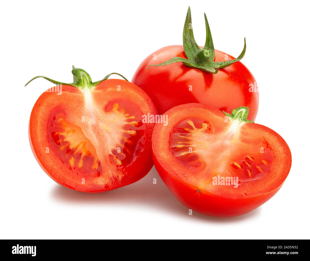sliced tomato path isolated on white Stock Photo