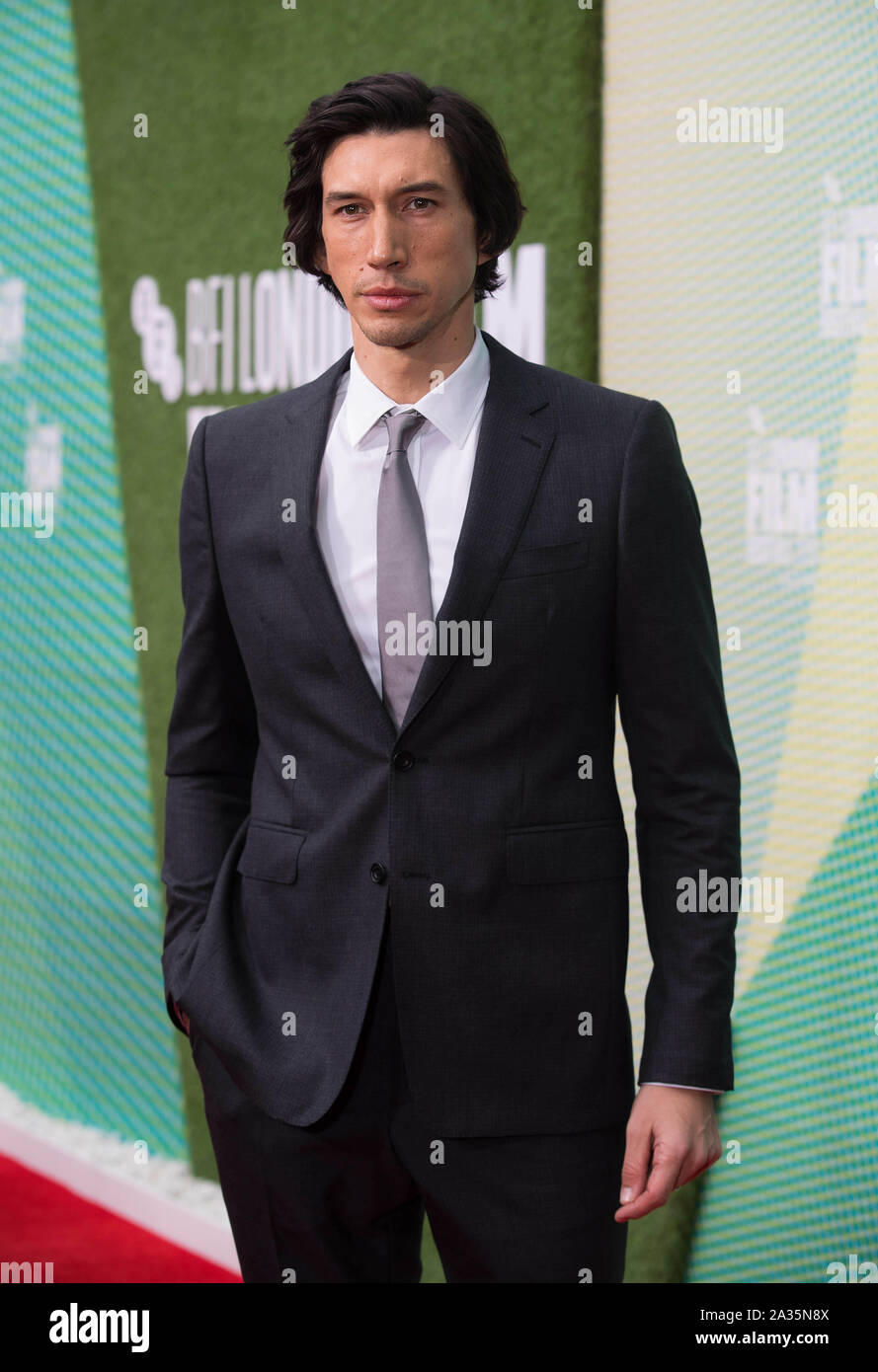 Adam Driver arriving for The Report premiere, as part of the BFI London Film Festival, at the Embankment Garden Cinema in London. Stock Photo