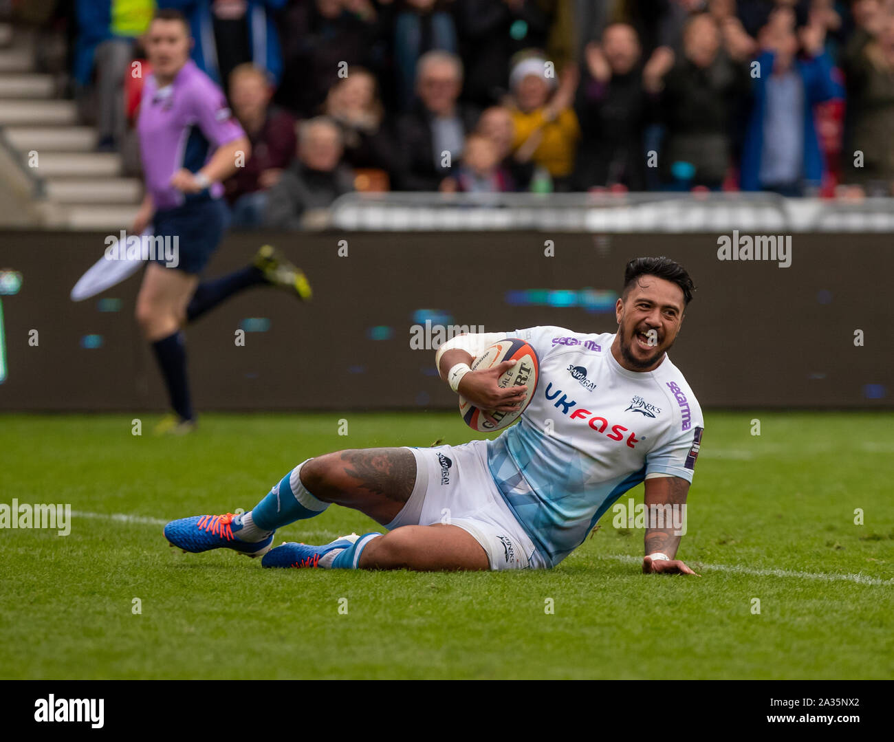Manchester, UK. 5th October 2019; AJ Bell Stadium, Greater manchester