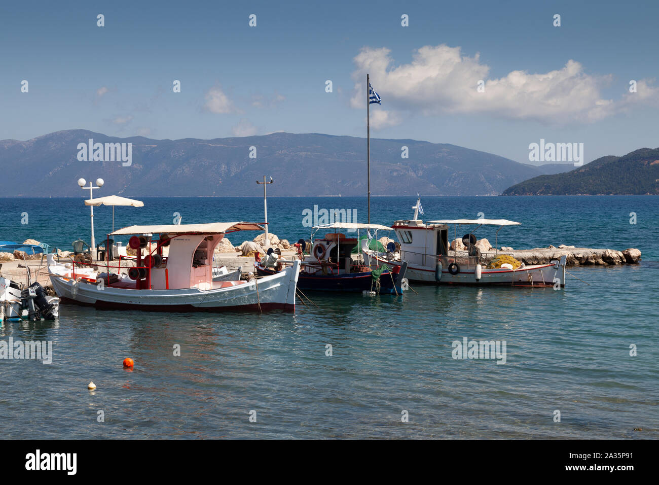 Fishing boats in Kefalonia, Greece Stock Photo