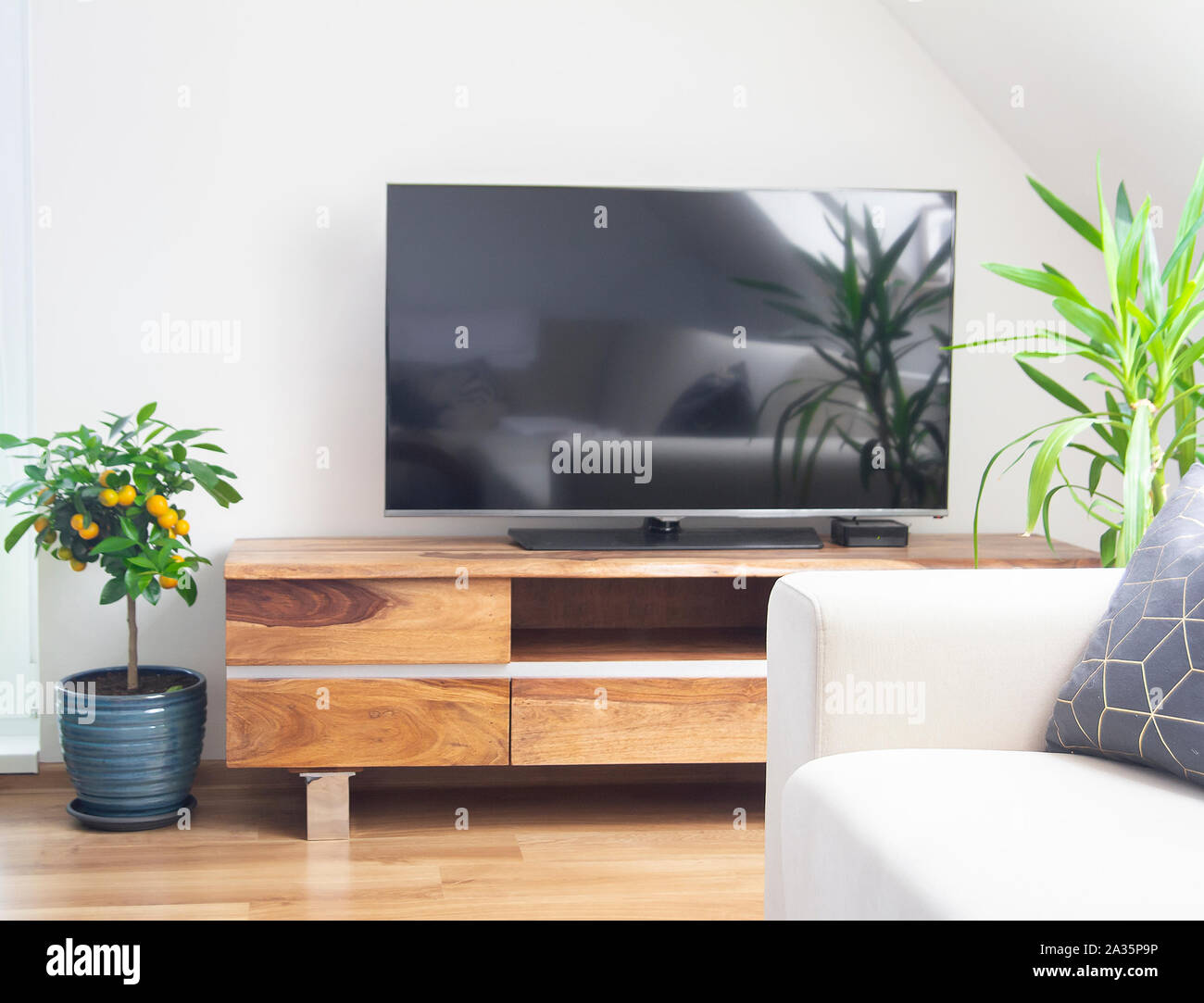 TV cabinet in living room interior Stock Photo