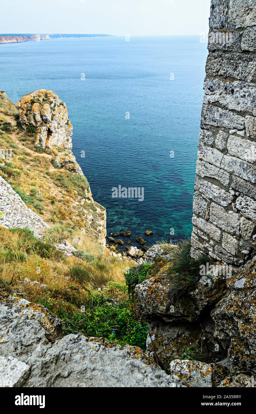 Green Thracian Cliffs Cape Kaliakra Black Sea Water Bulgarian green-thracian-cliffs-cape-kaliakra-black-sea-water-bulgarian