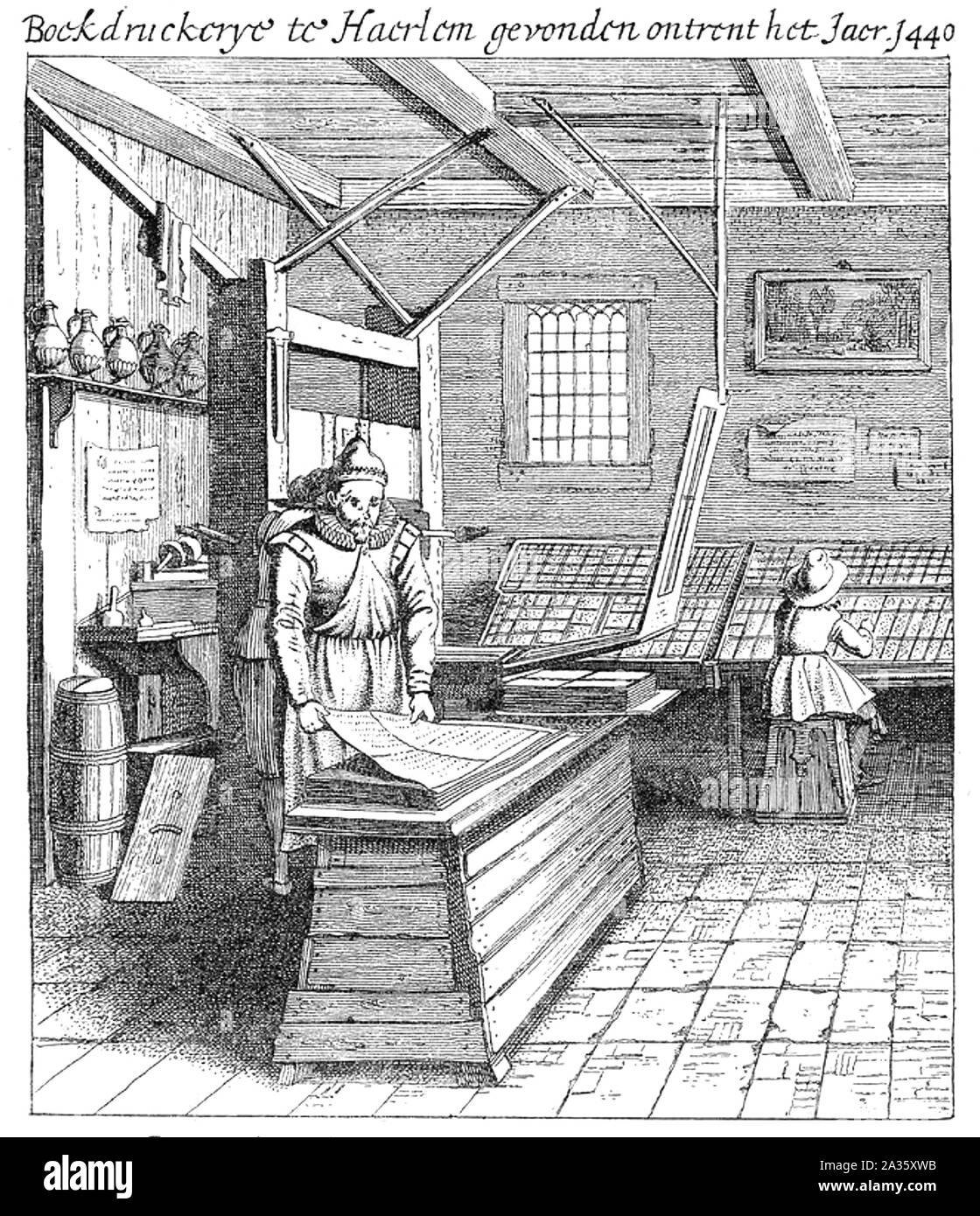 SETTING TYPE IN A HARLEM PRINTERS about 1440 Stock Photo