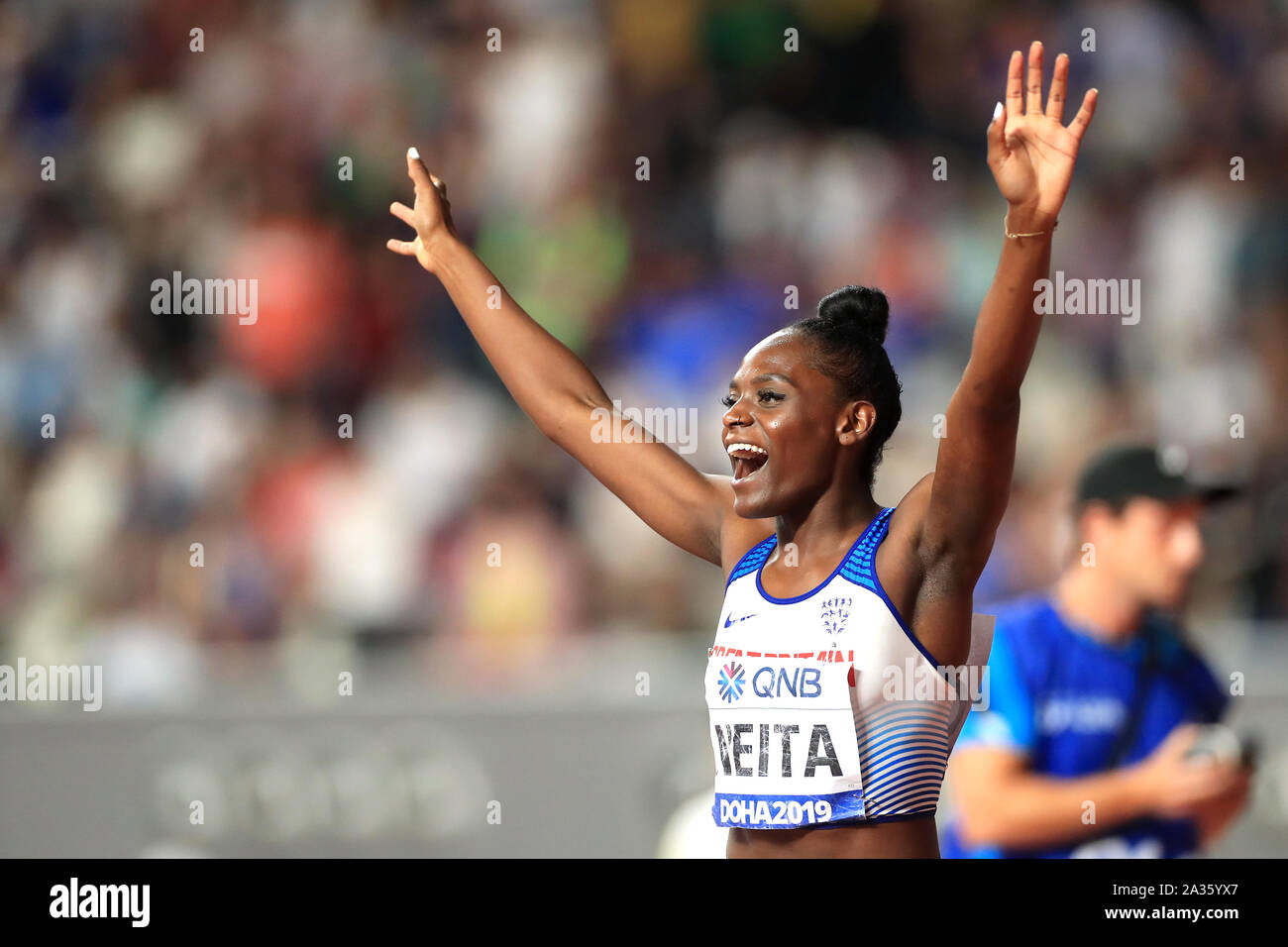 Great Britain's Daryll Neita (left) celebrate winning silver in the ...